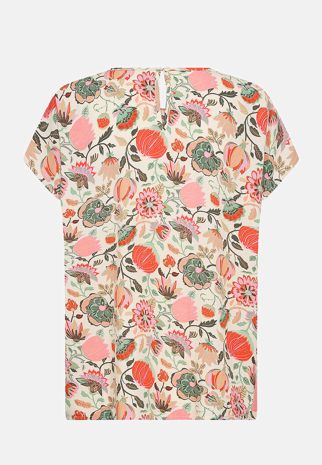 Bluse med kort erme og et blomstermønster