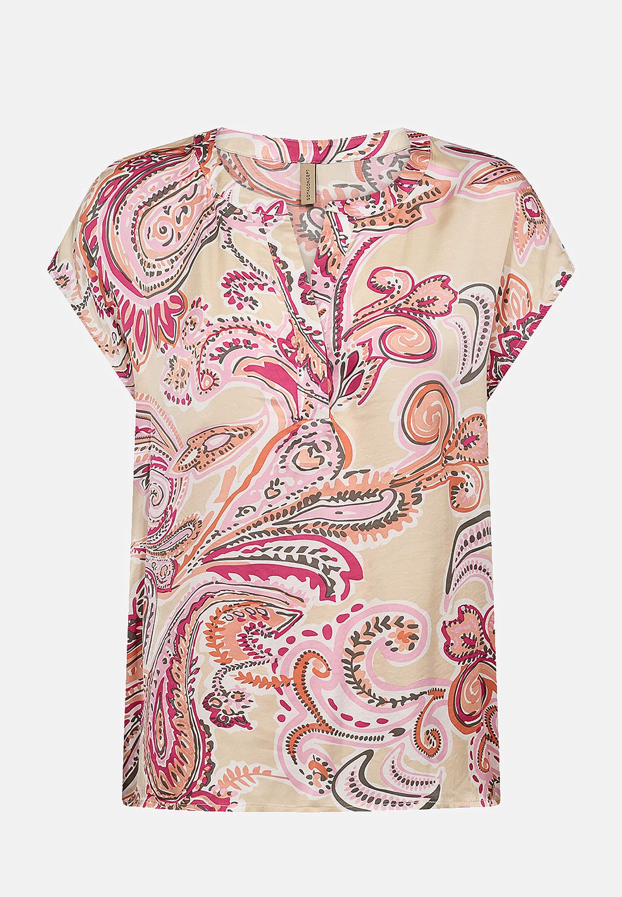Satengbluse med kort erme