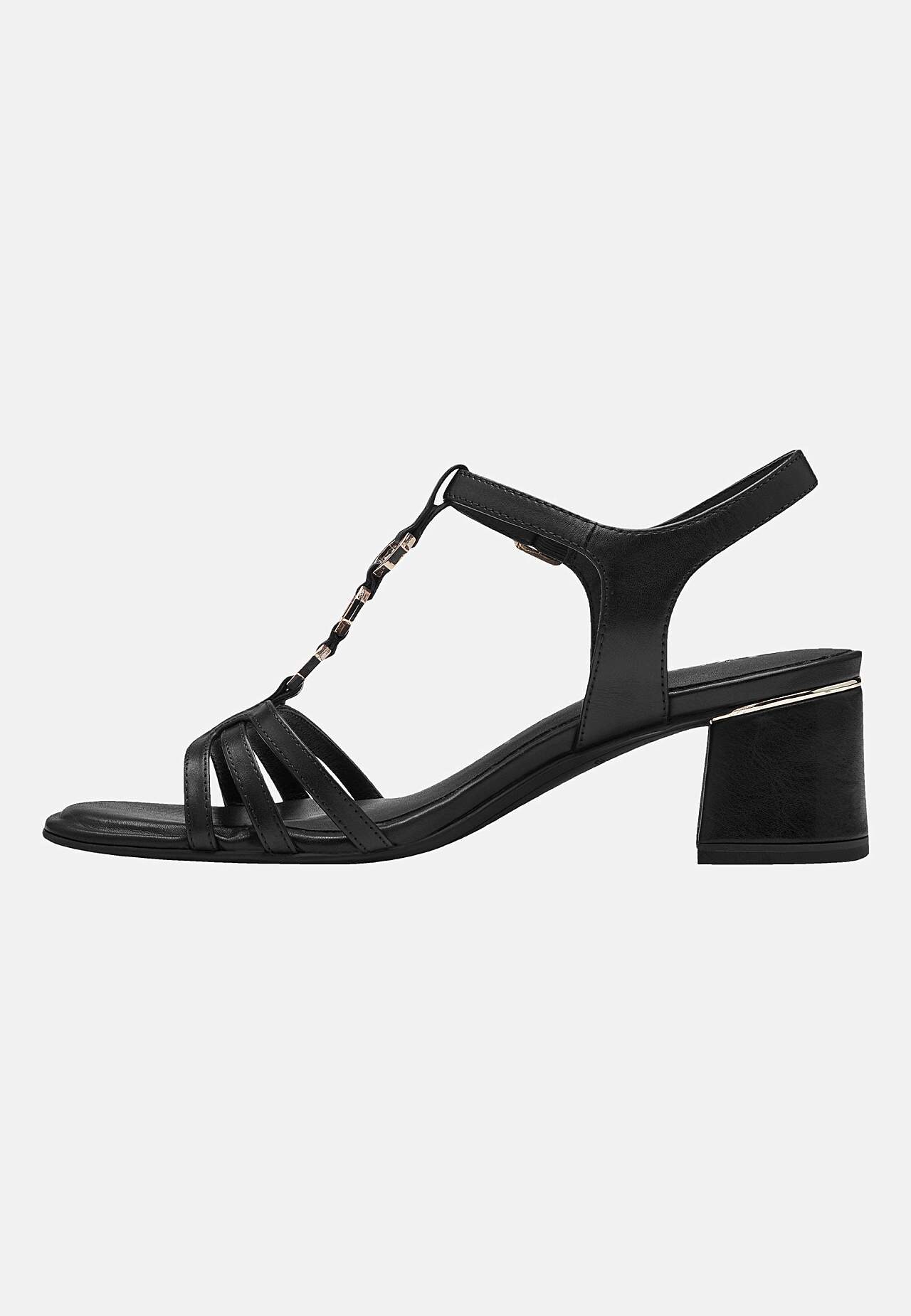 Skinnsandalette med metalldetaljer