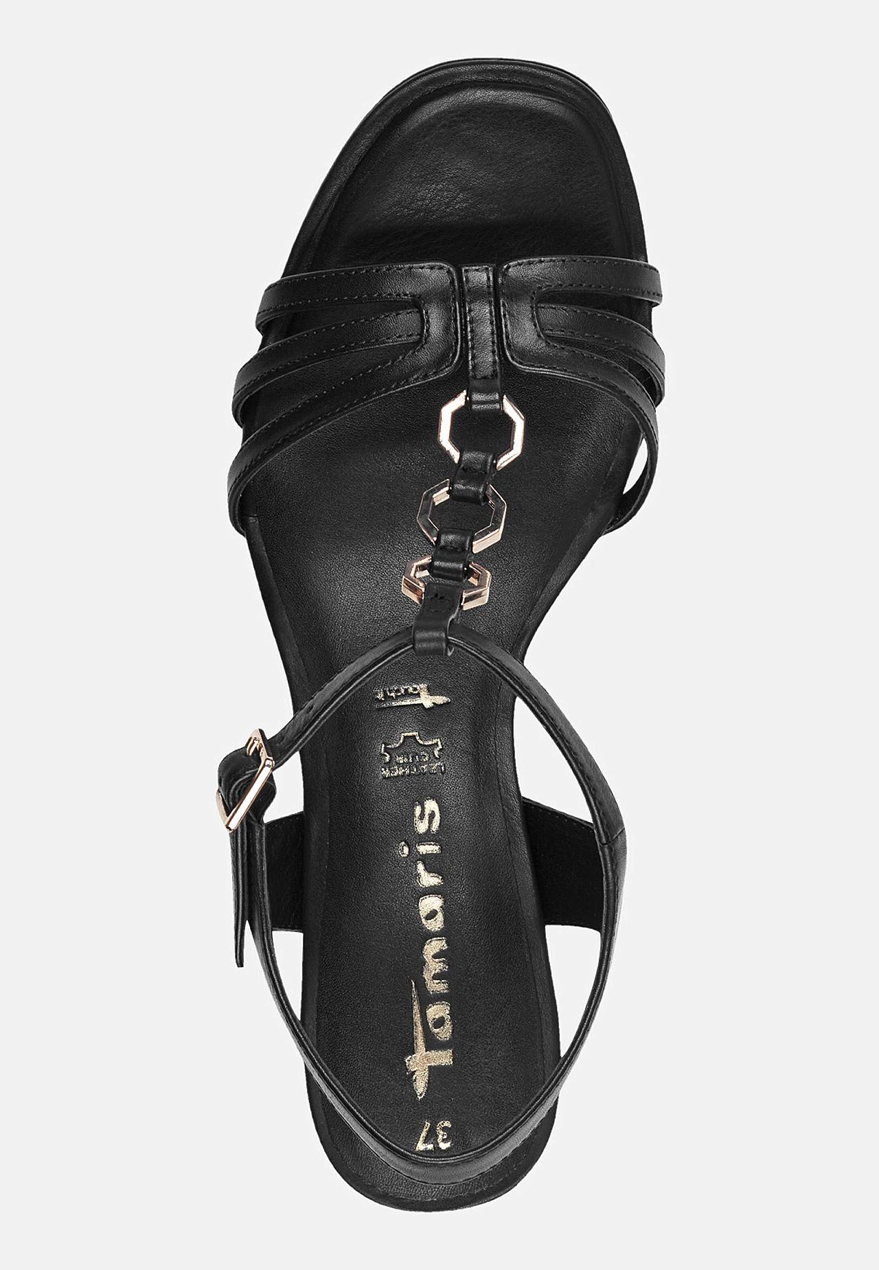 Skinnsandalette med metalldetaljer