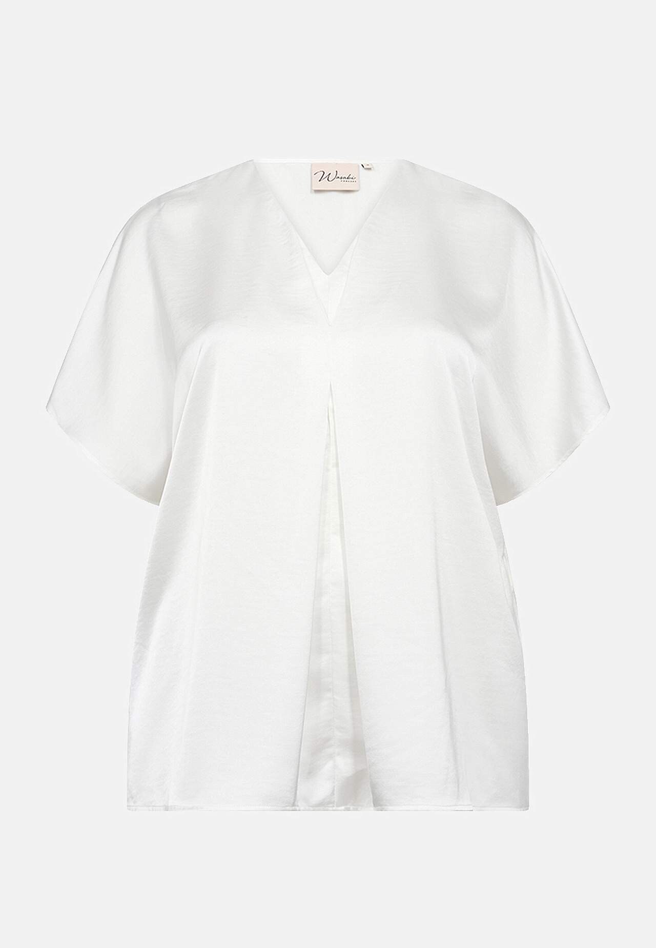 Vevet satengbluse med korte ermer