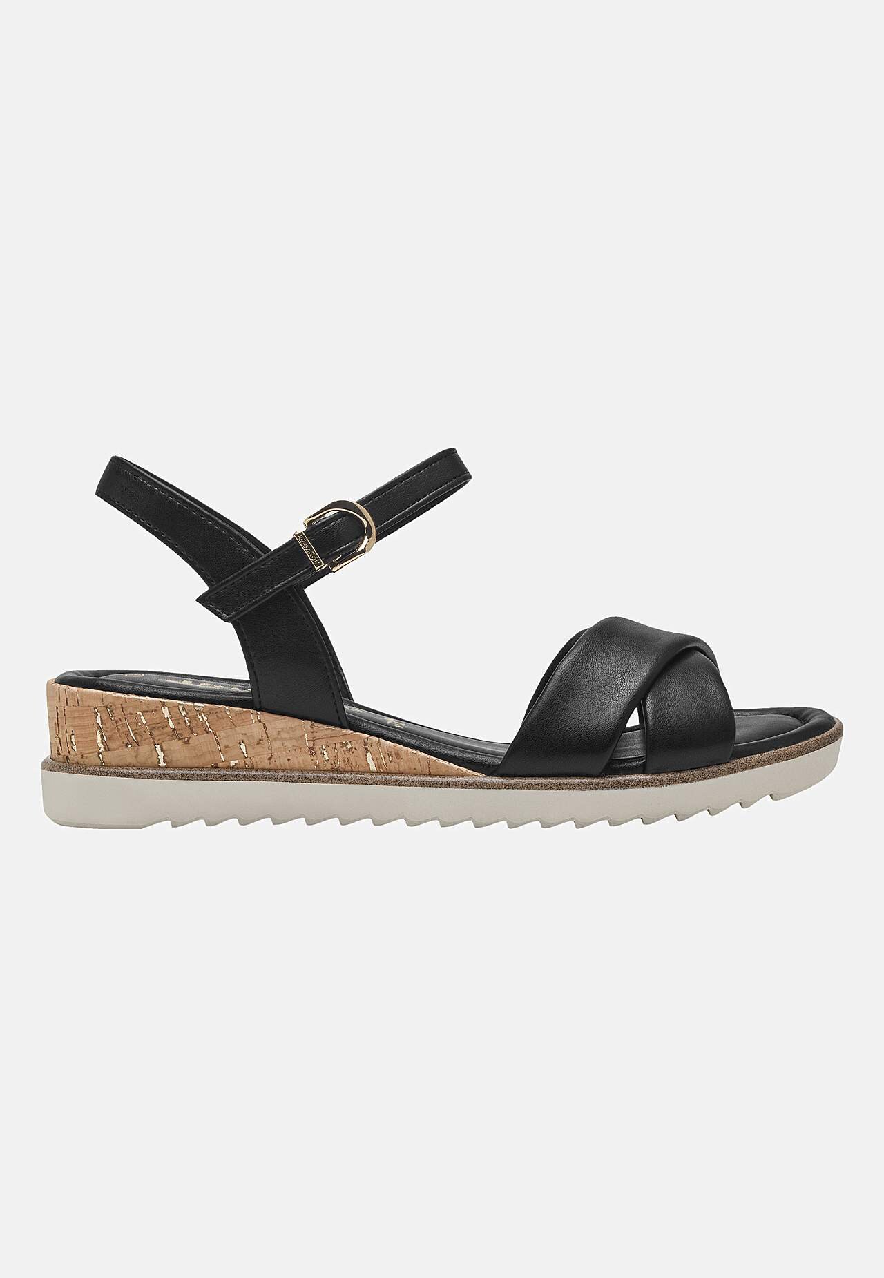 Sandal med lav kilehæl
