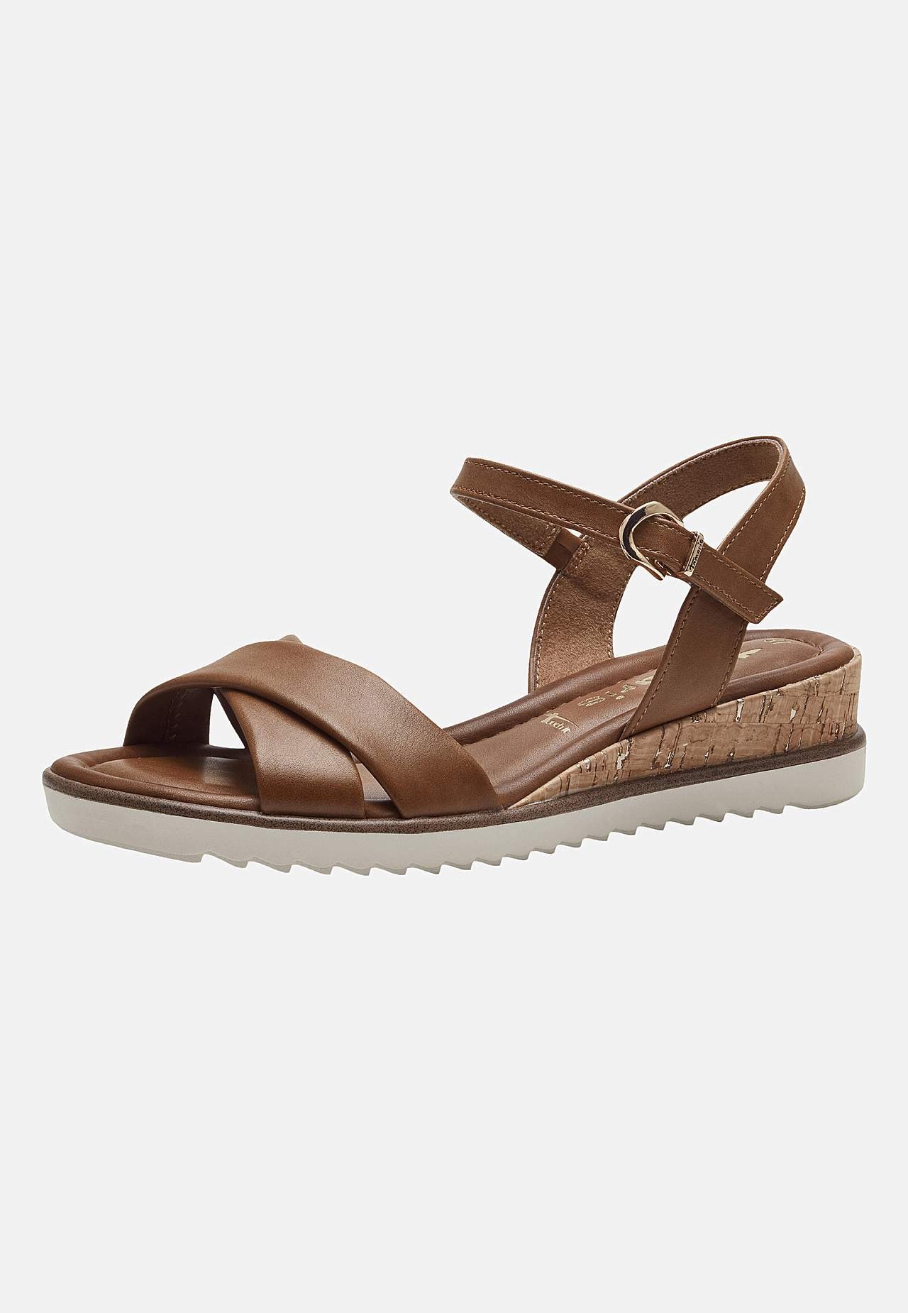 Sandal med lav kilehæl