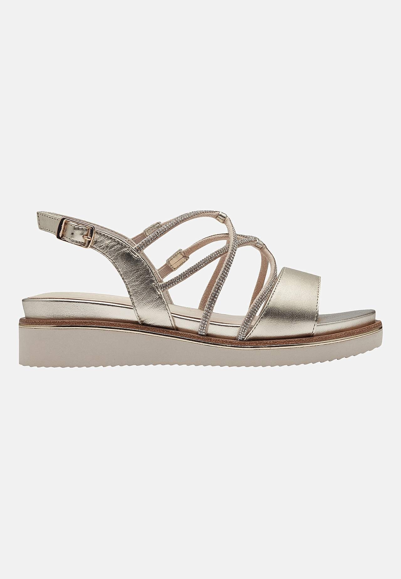 Sandal med stropper og rhinestone-detaljer