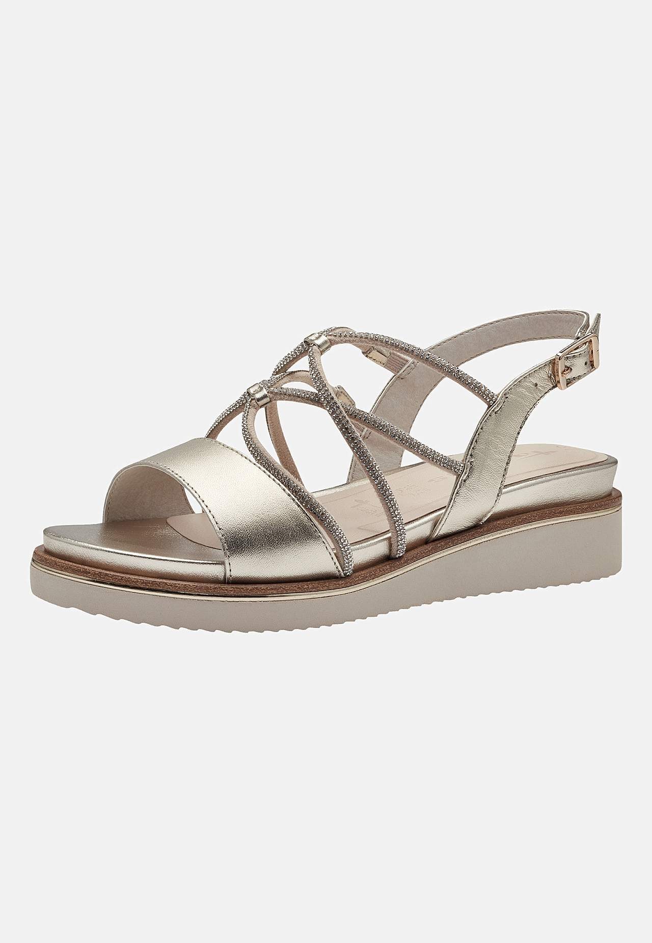 Sandal med stropper og rhinestone-detaljer