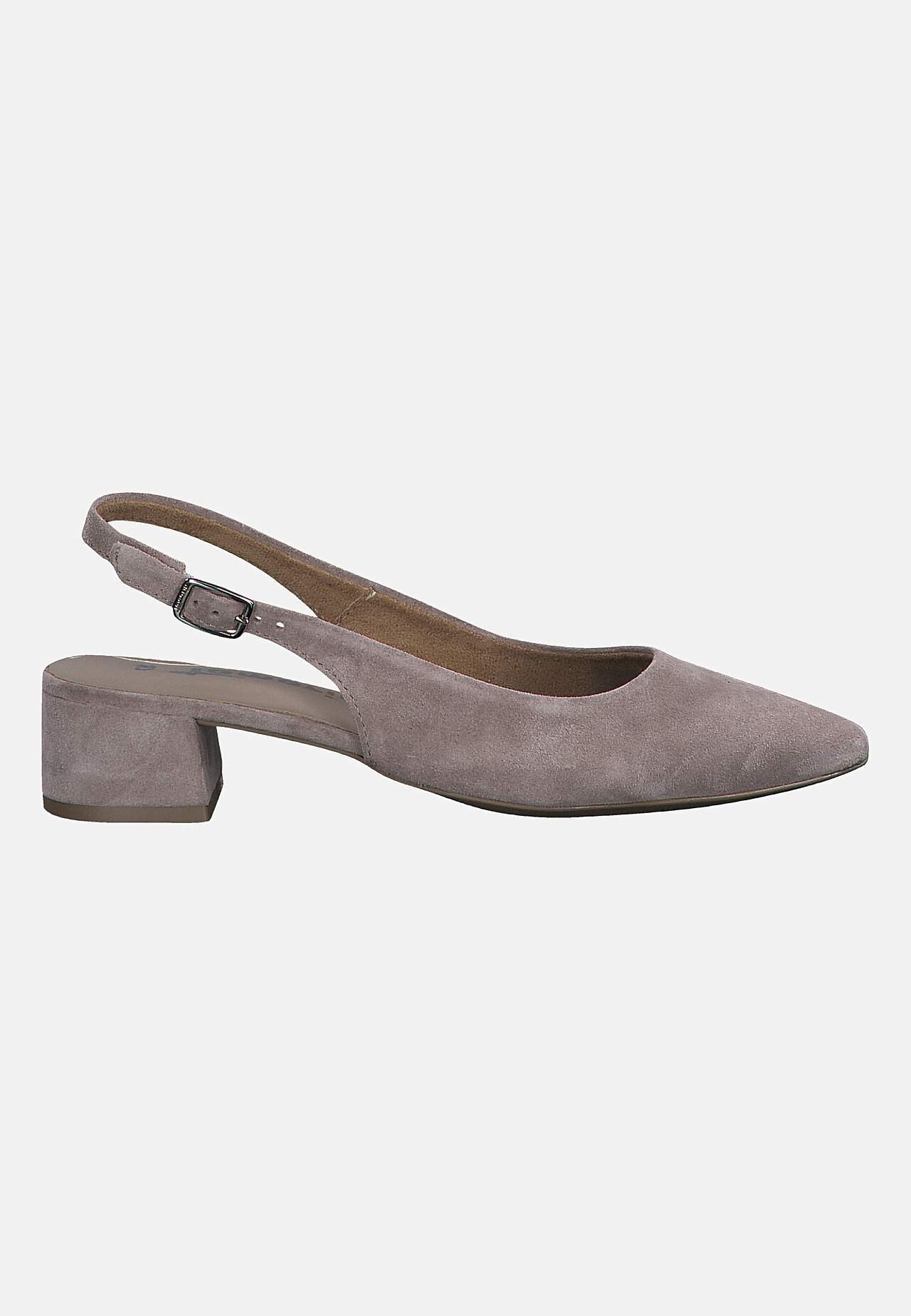 Slingbackser i semsket skinn