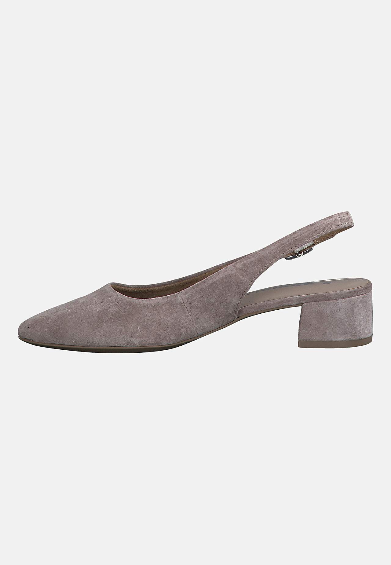 Slingbackser i semsket skinn