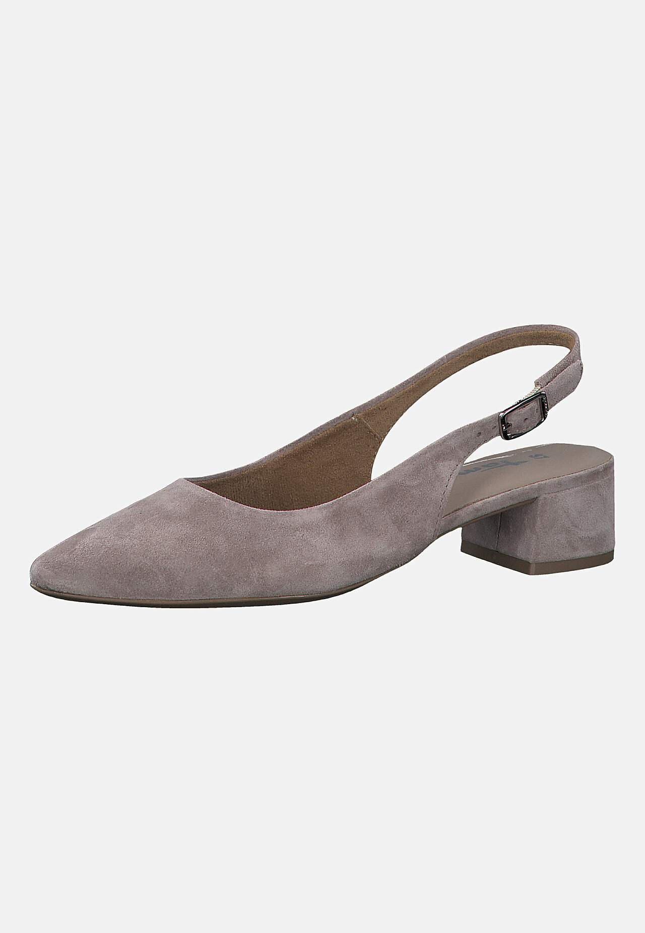 Slingbackser i semsket skinn