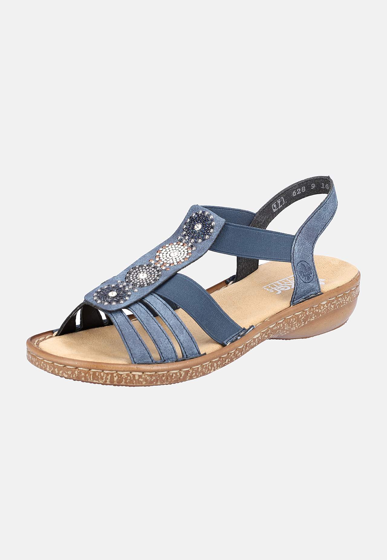 Sandal med stropper og vakre, dekorative steiner