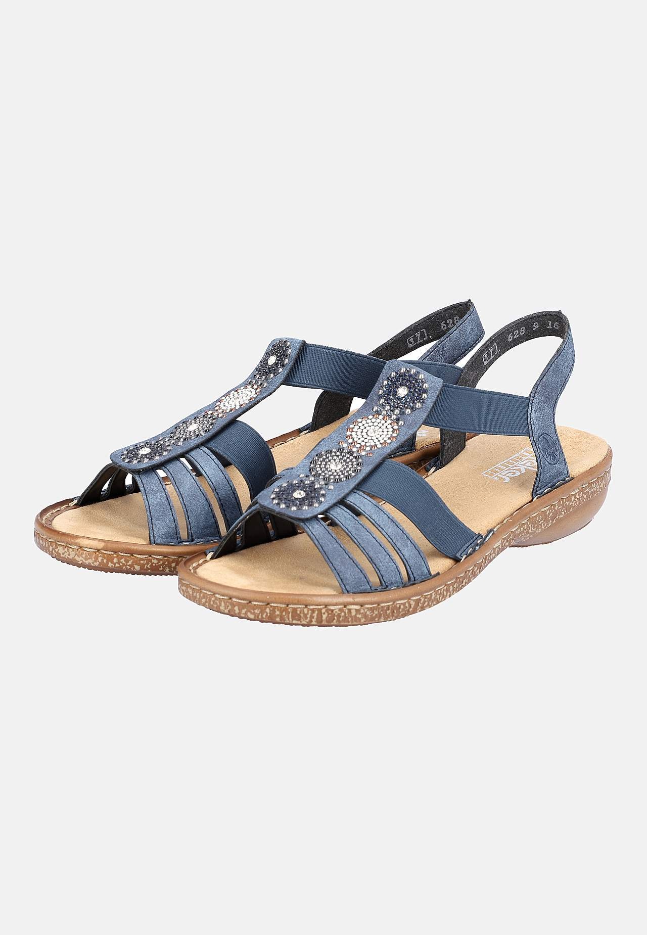 Sandal med stropper og vakre, dekorative steiner