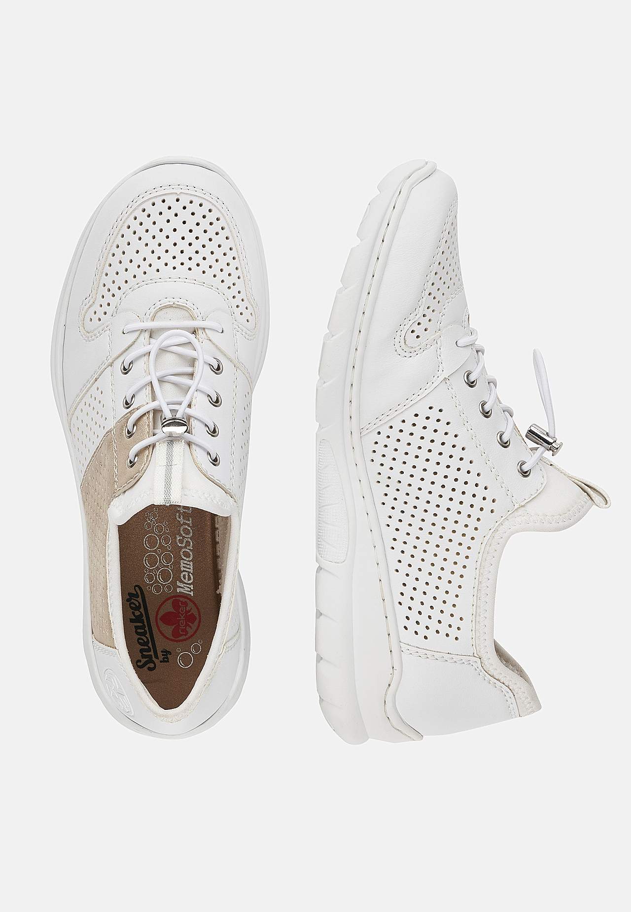 Joggesko med skinnende gulldetalj og en slip on