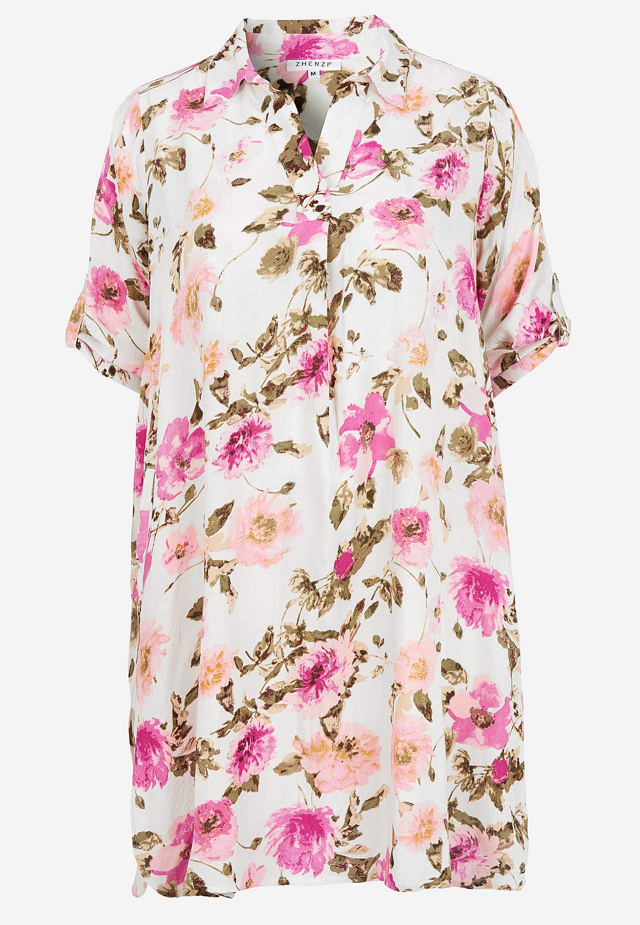 Skjortekjole med et blomstermønster