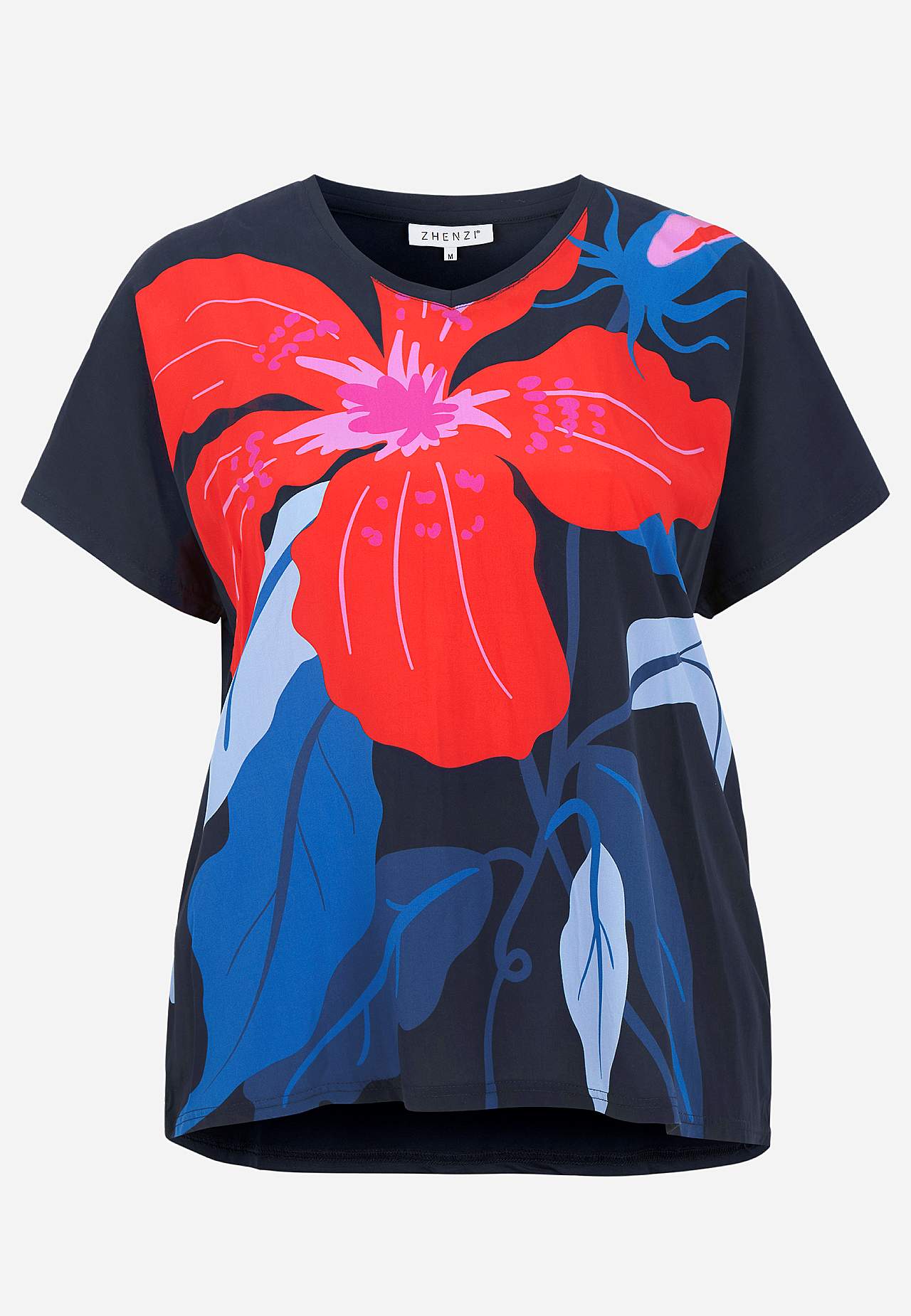 Bluse med vevet forside med et blomstermønster Salma