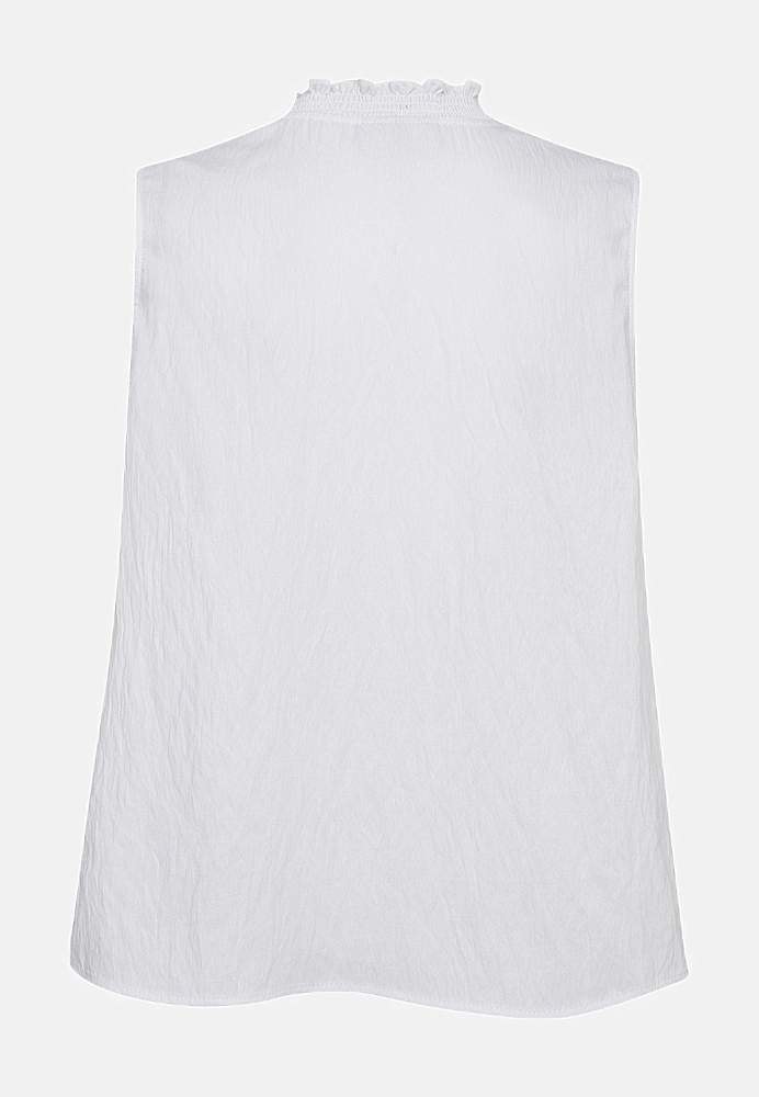 Ermløs bluse med rynkedetaljer