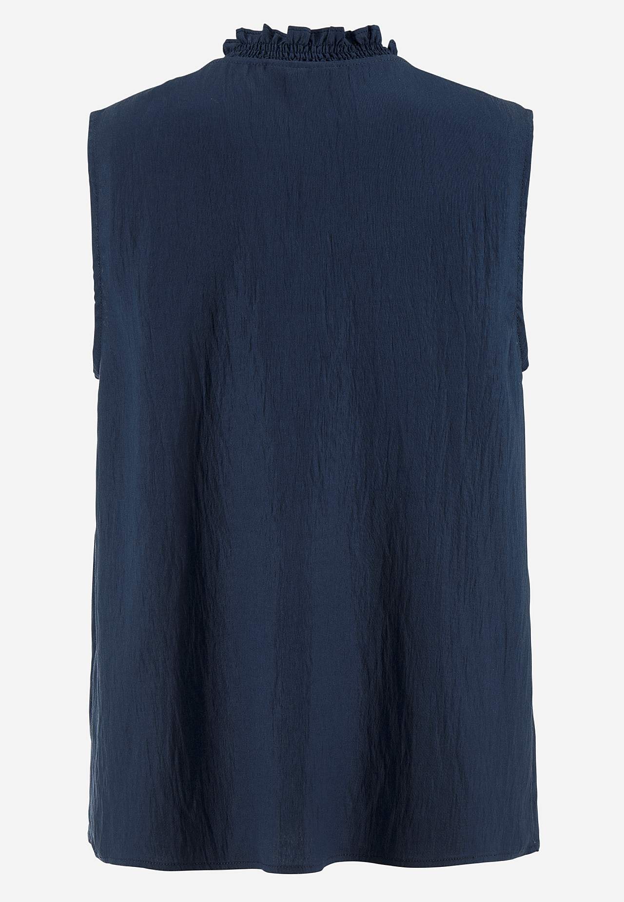 Ermløs bluse med rynkedetaljer