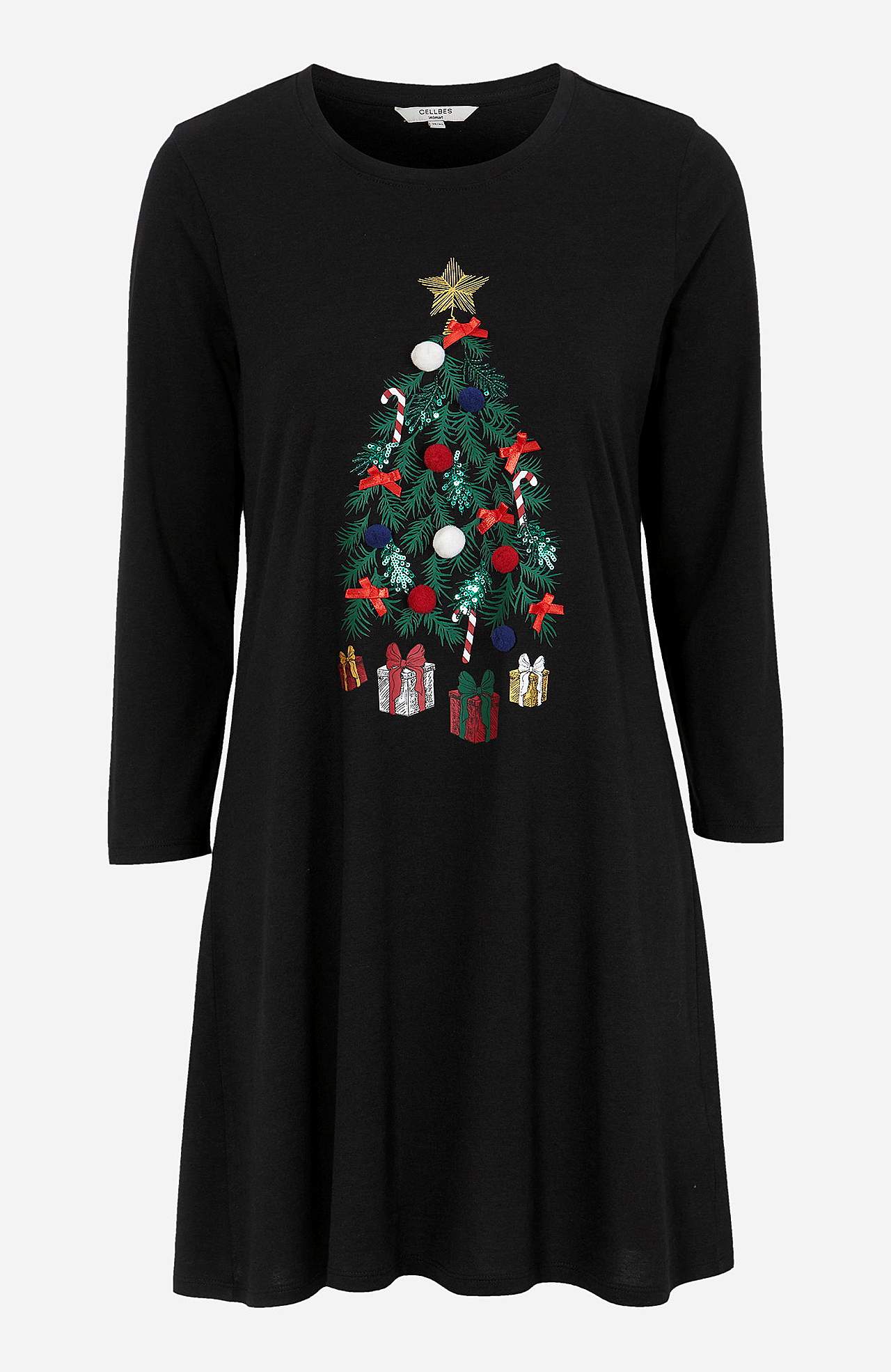 Mønstret jerseytunika med juletre Eva