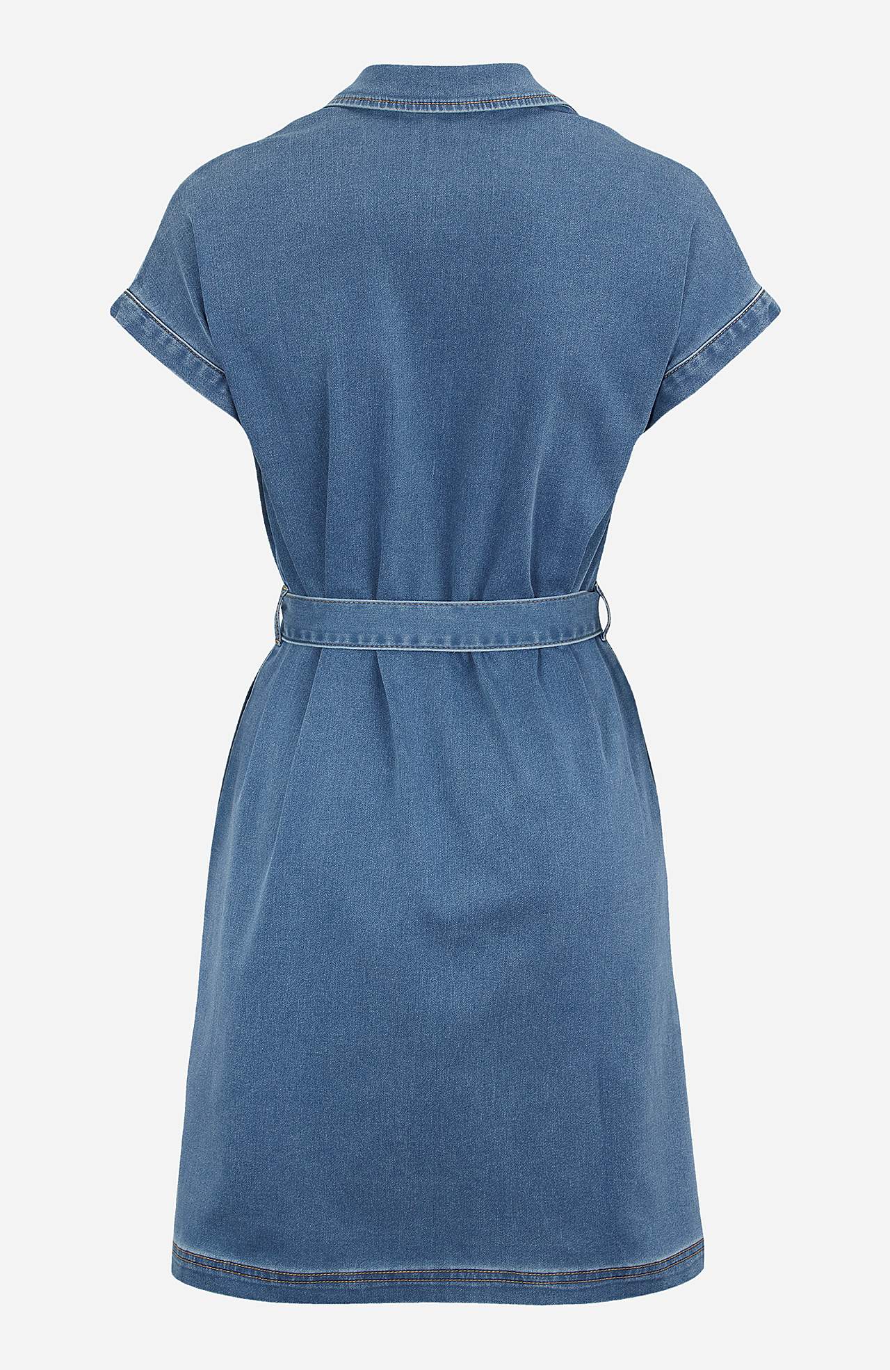 Kort denimkjole med knytbelte