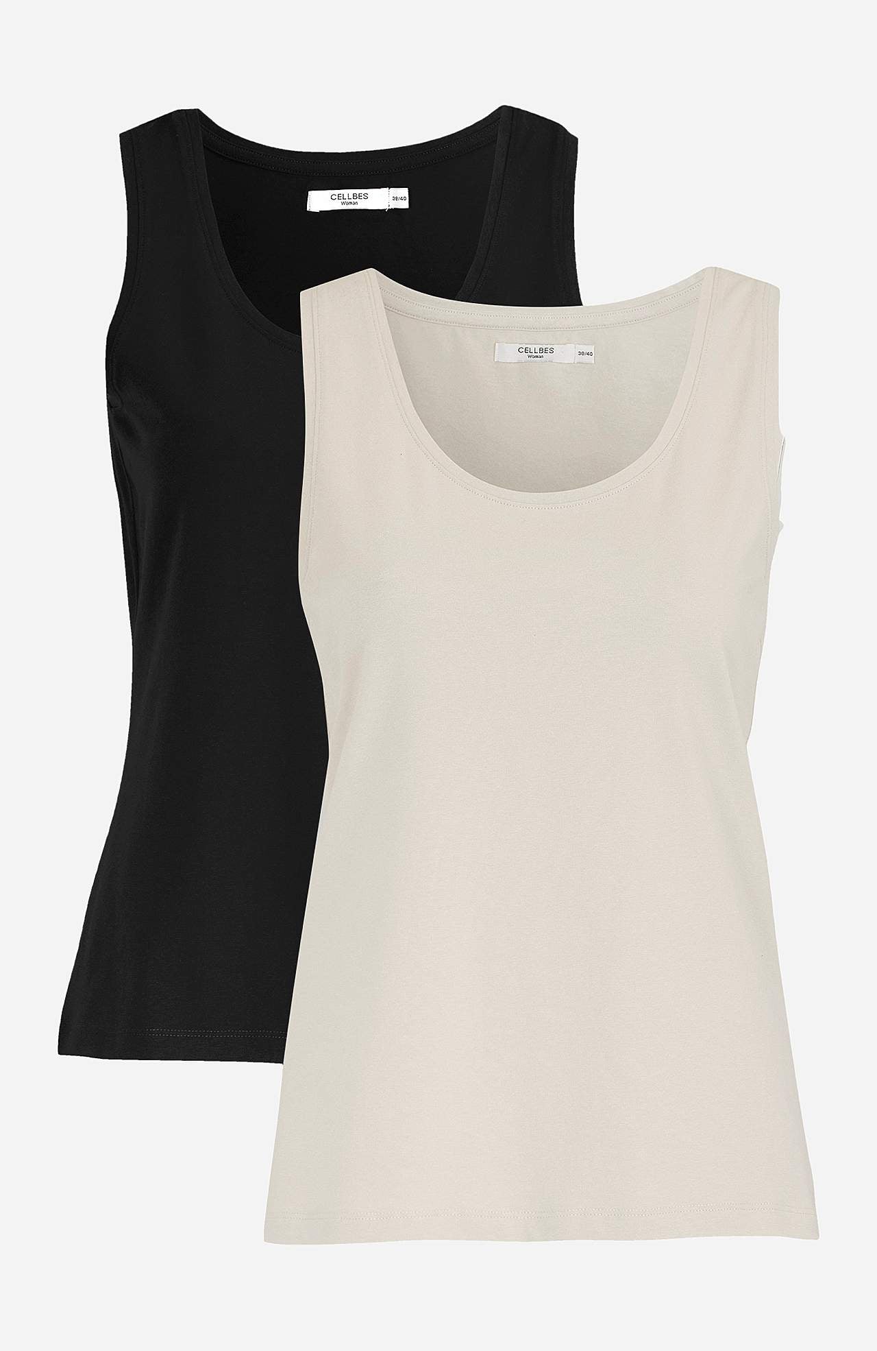 Singlet i myk, økologisk bomull 2-pack