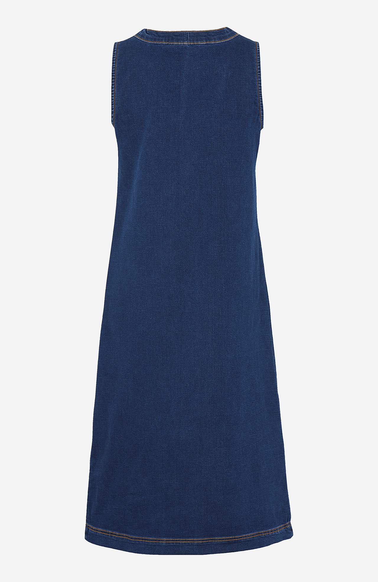 Ermløs denimkjole med knapper