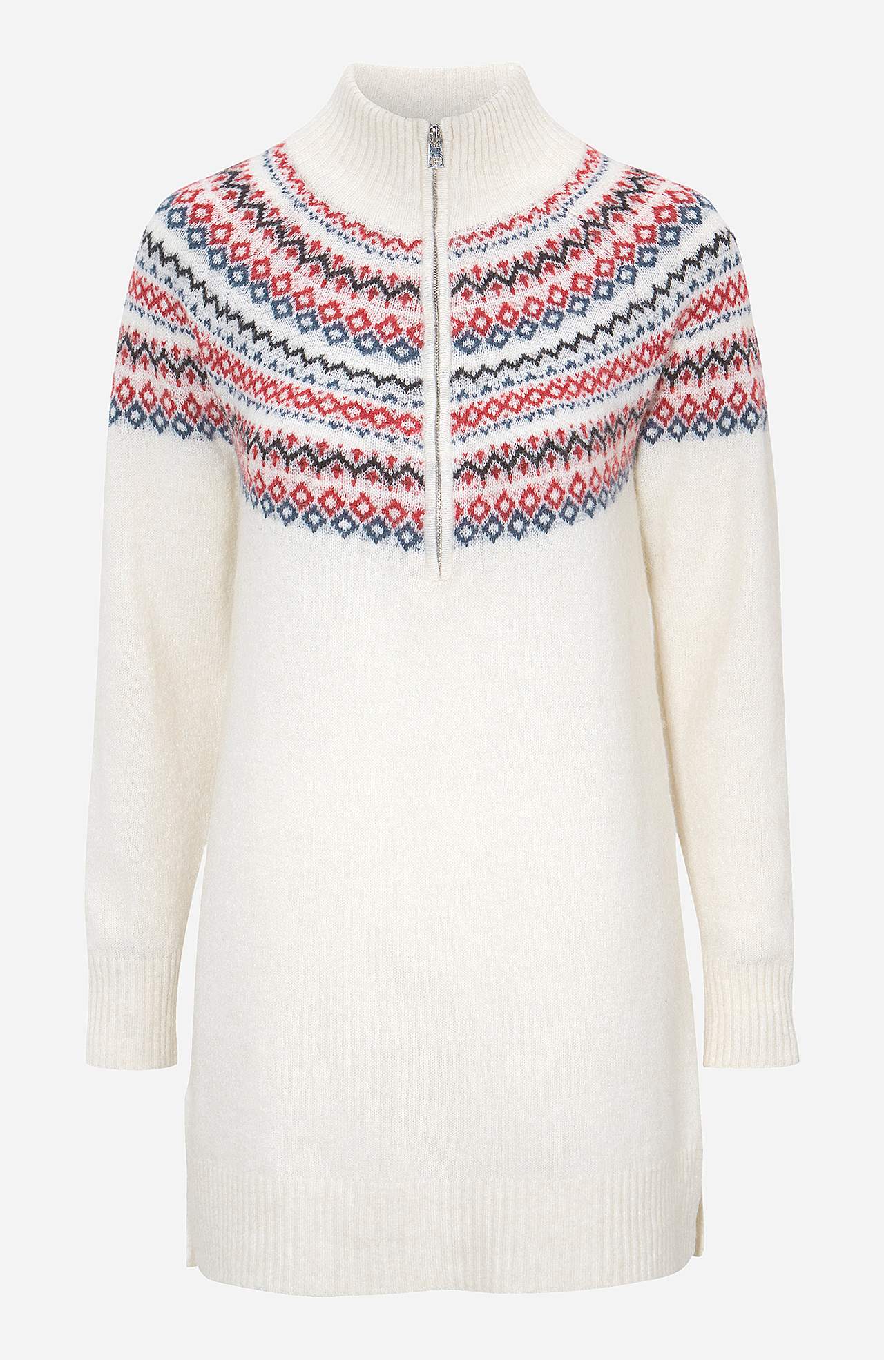 Jacquard-mønster tunika i ullmiks Farah
