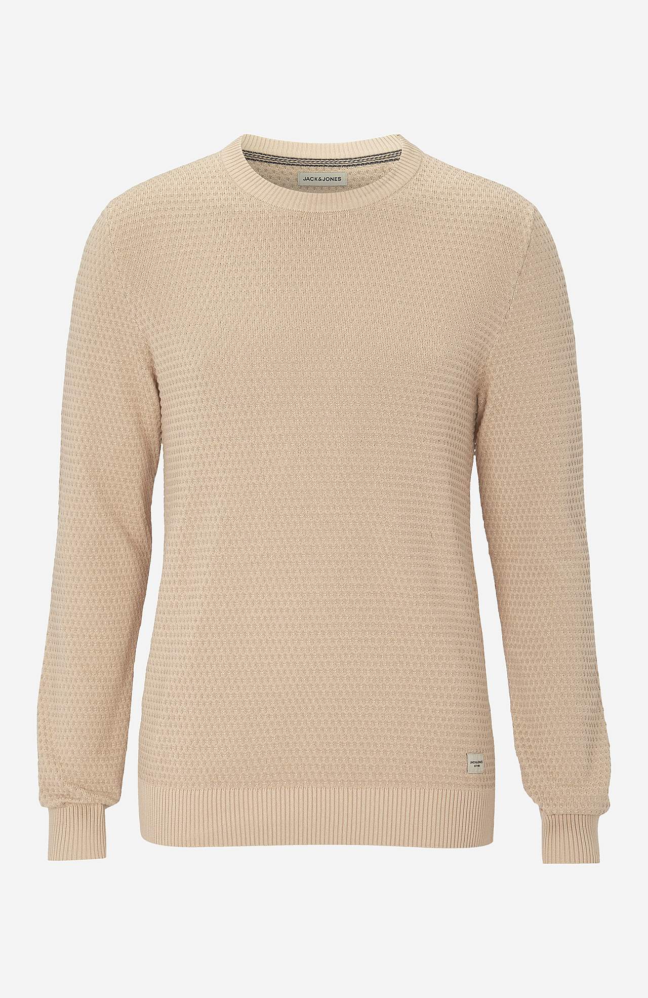 Strukturstrikket bomullstrøye Atlas knit crew neck