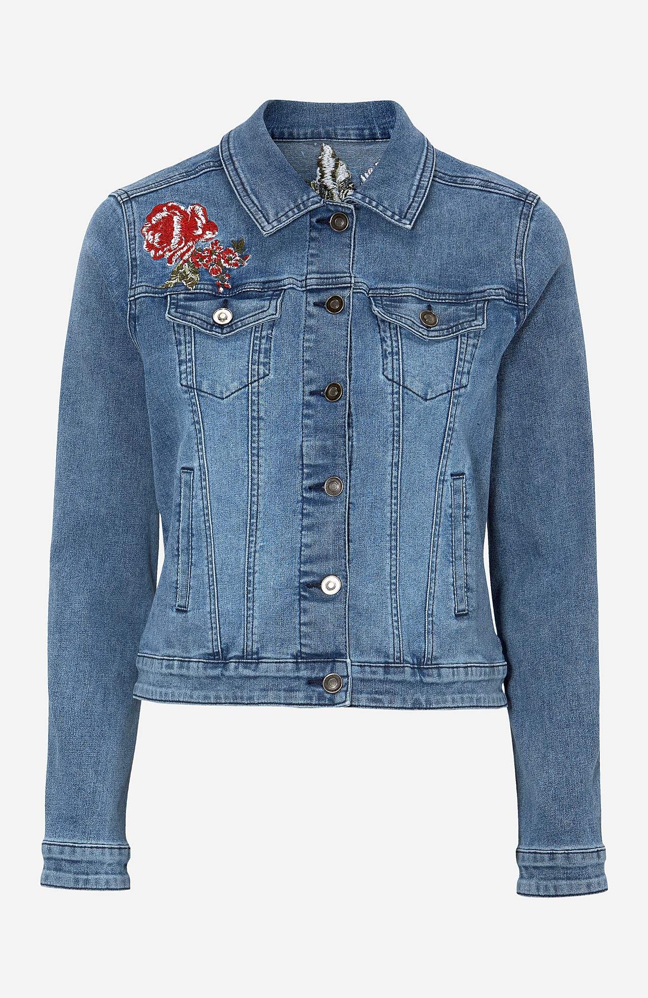 Denimjakke med broderier