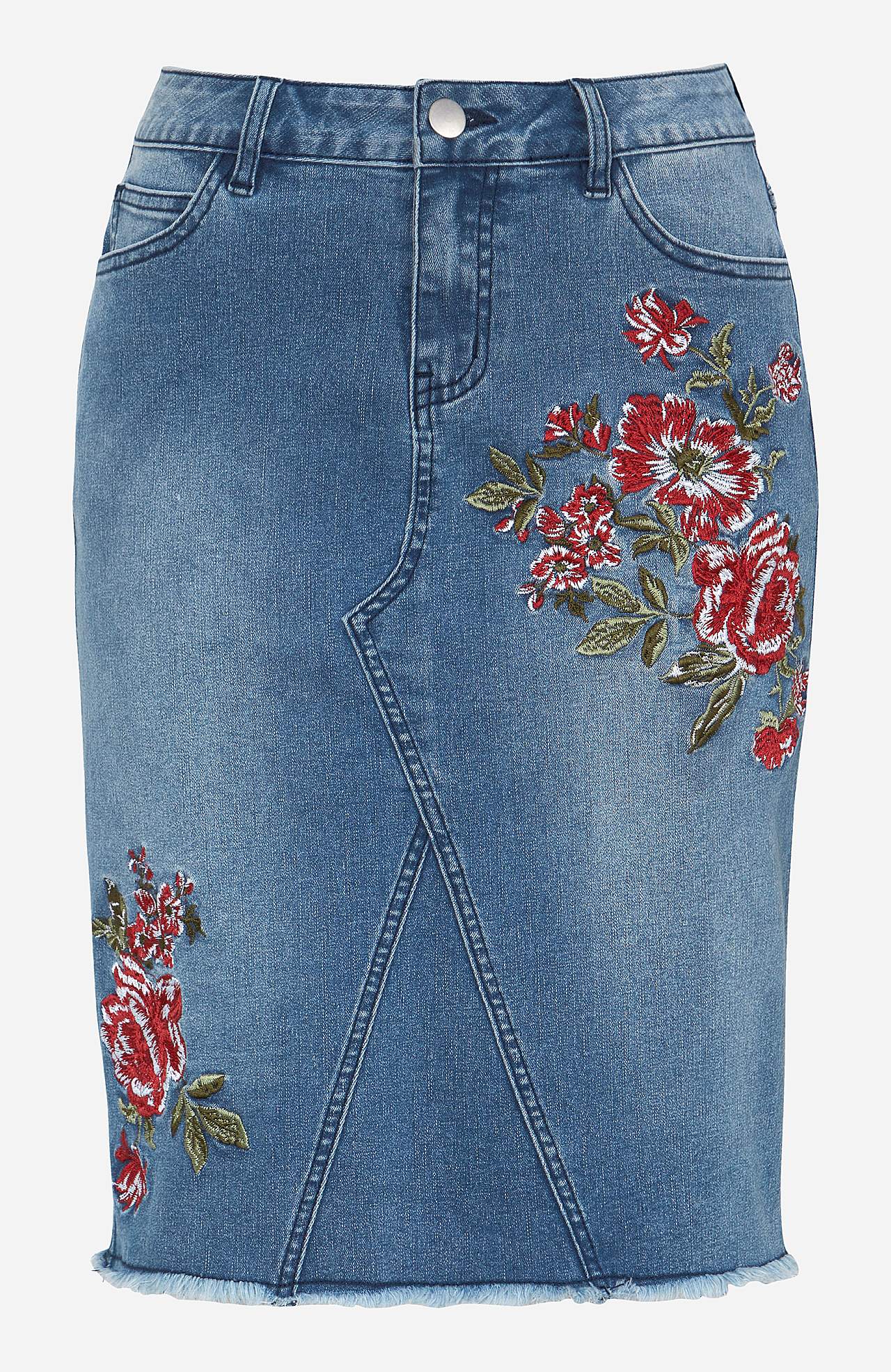 Denim skjørt med broderier