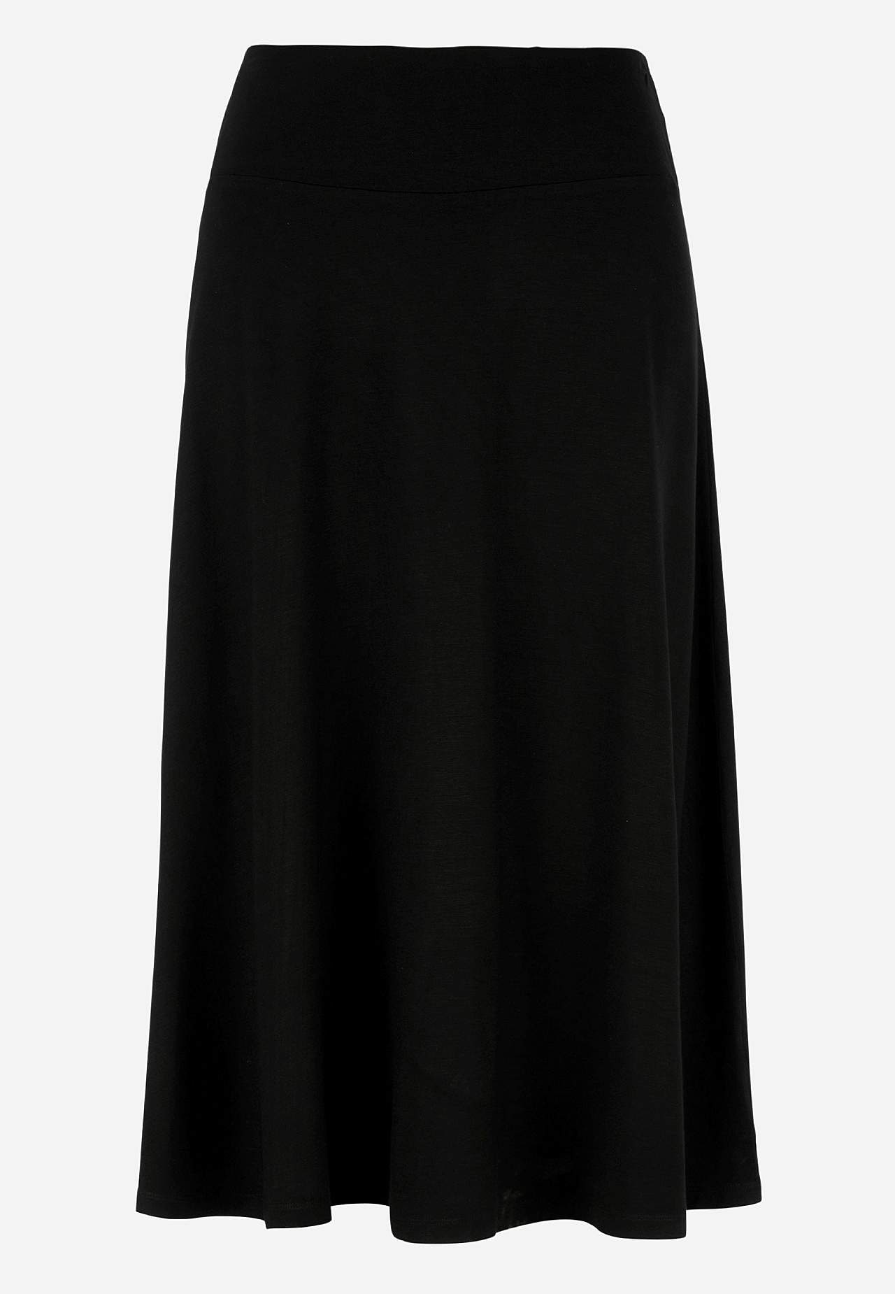 Langt, utsvingt jerseyskjørt