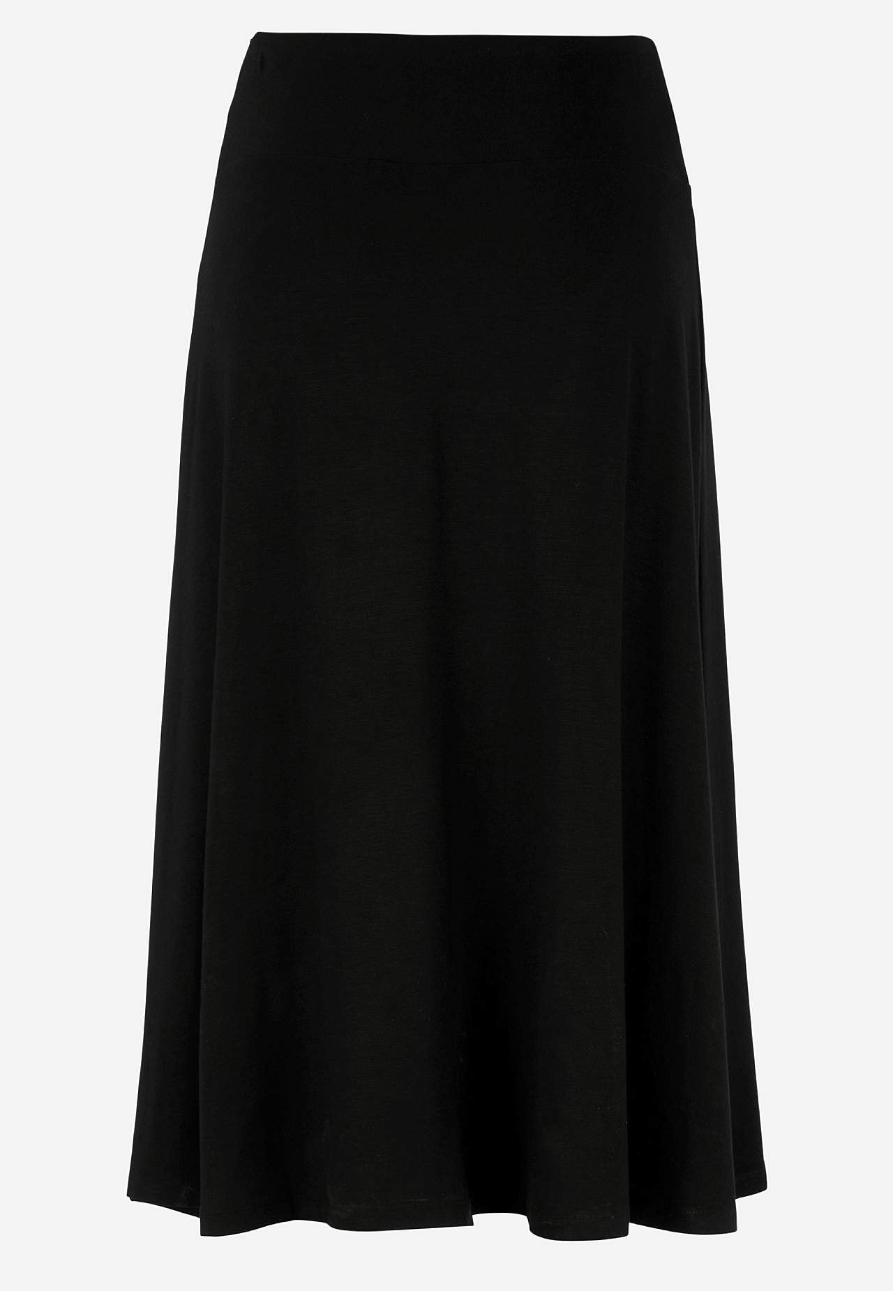 Langt, utsvingt jerseyskjørt