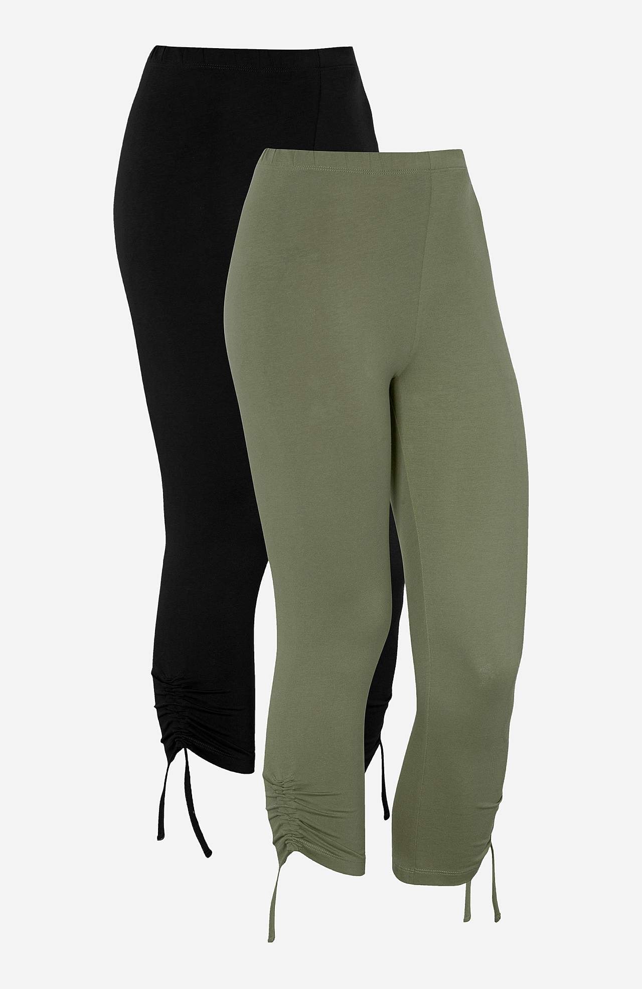 Caprileggings med snøring ved benenden Astrid 2-pack