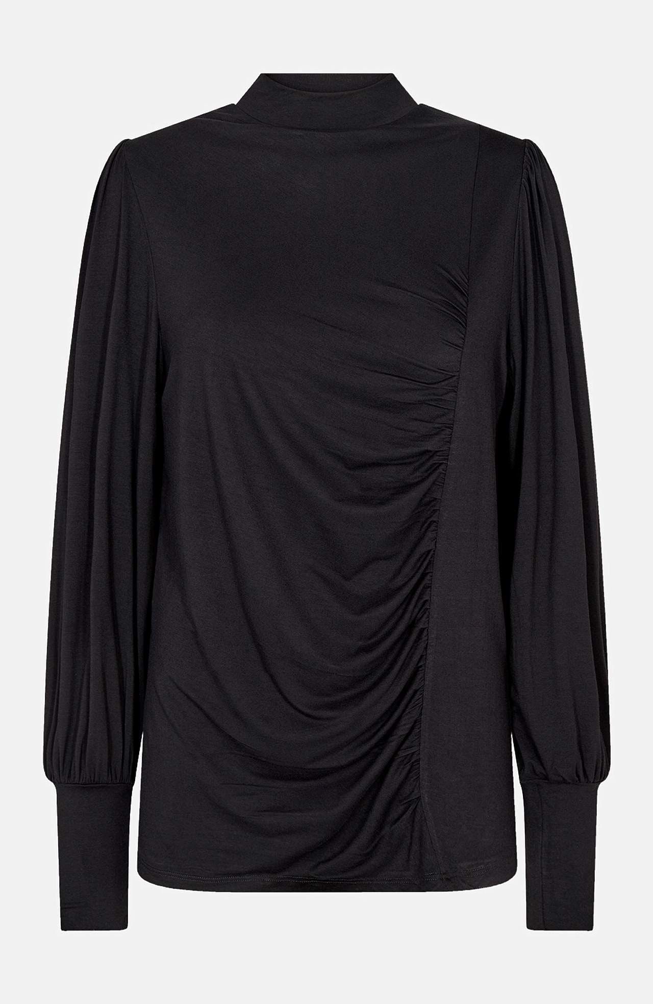 Ensfarget jerseytopp med drapering Marica