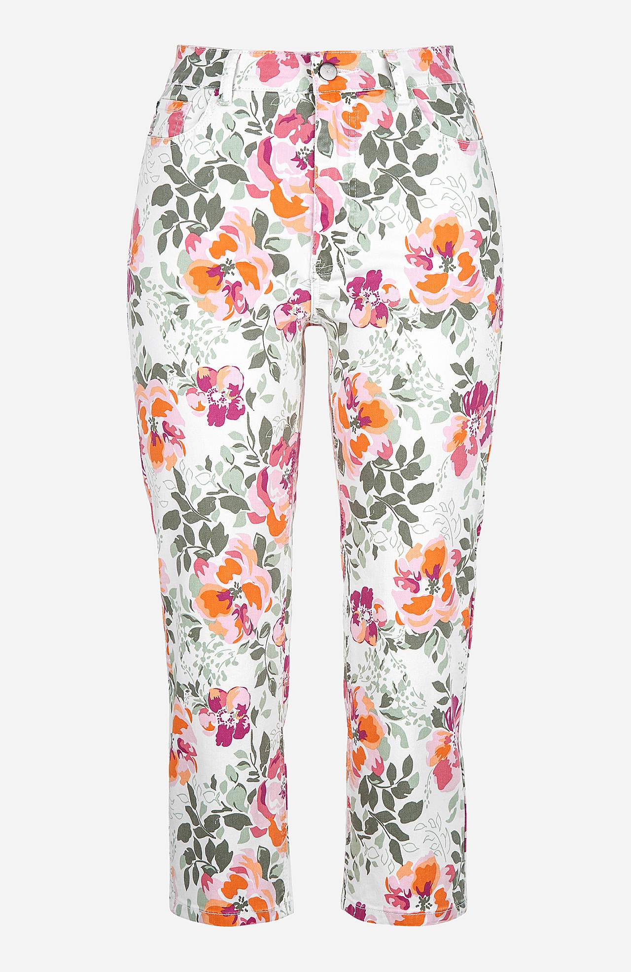 Capribukse med et blomstermønster