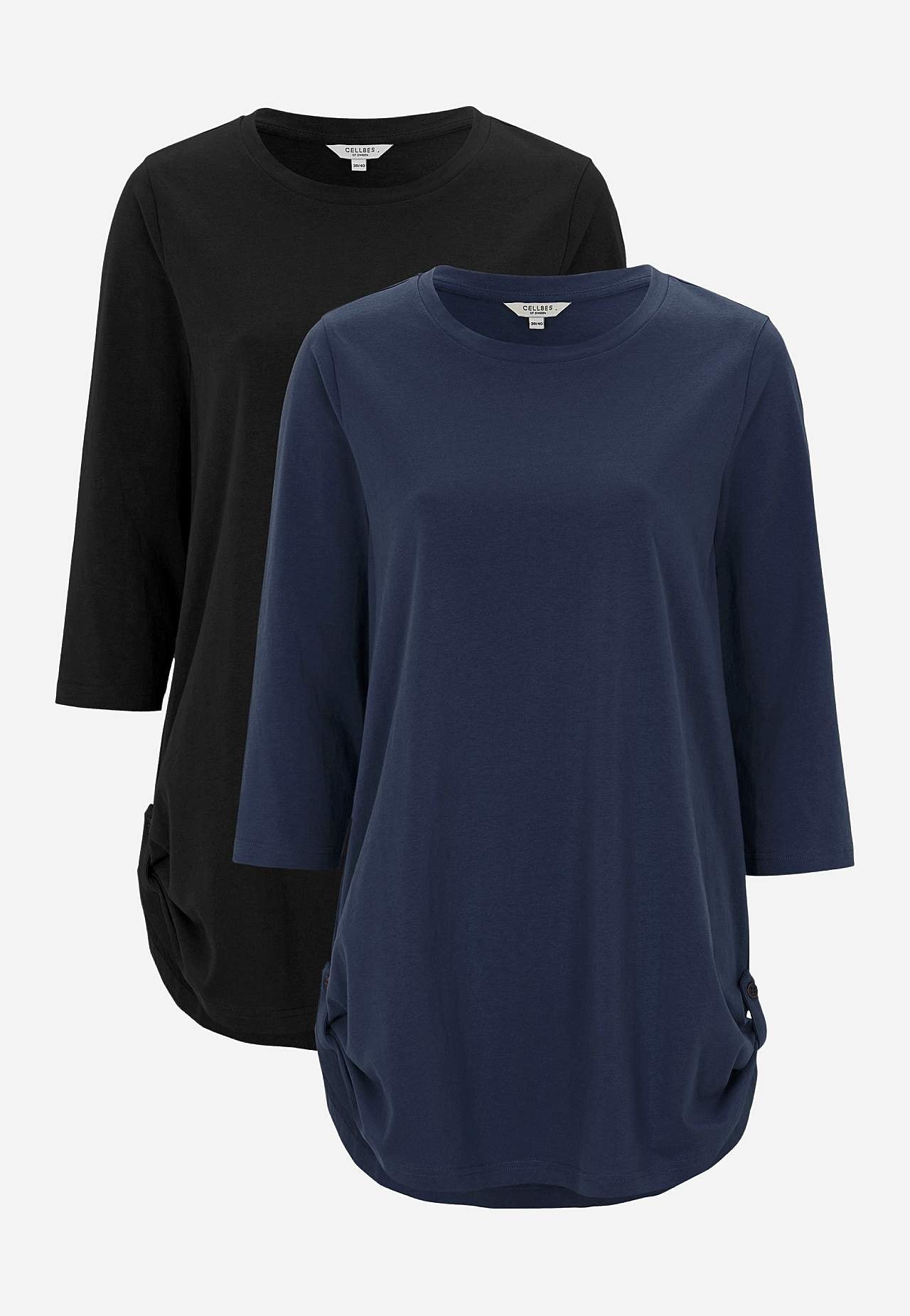 Jerseytunika med 3/4 erme 2-pack
