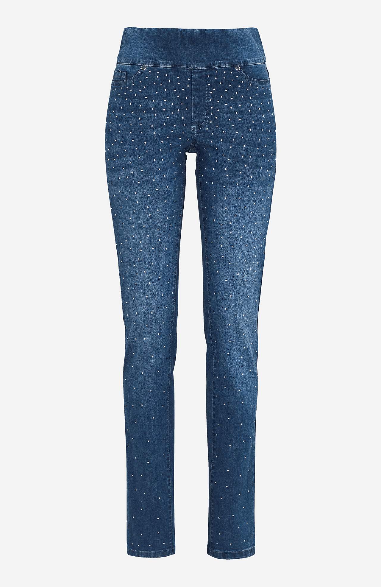 Stretchy jeggings med rhinestone-detaljer - to lengder