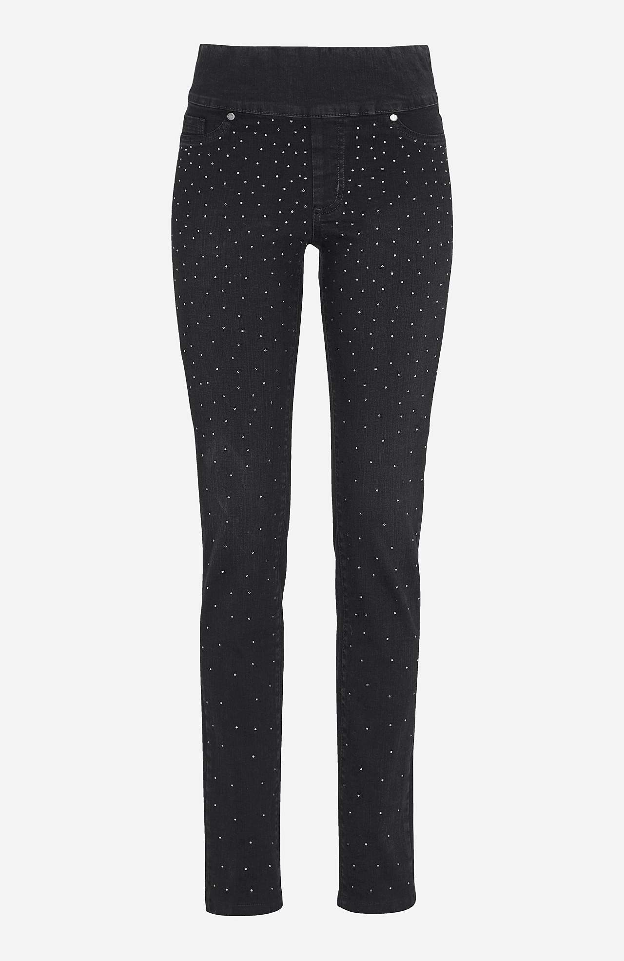 Stretchy jeggings med rhinestone-detaljer