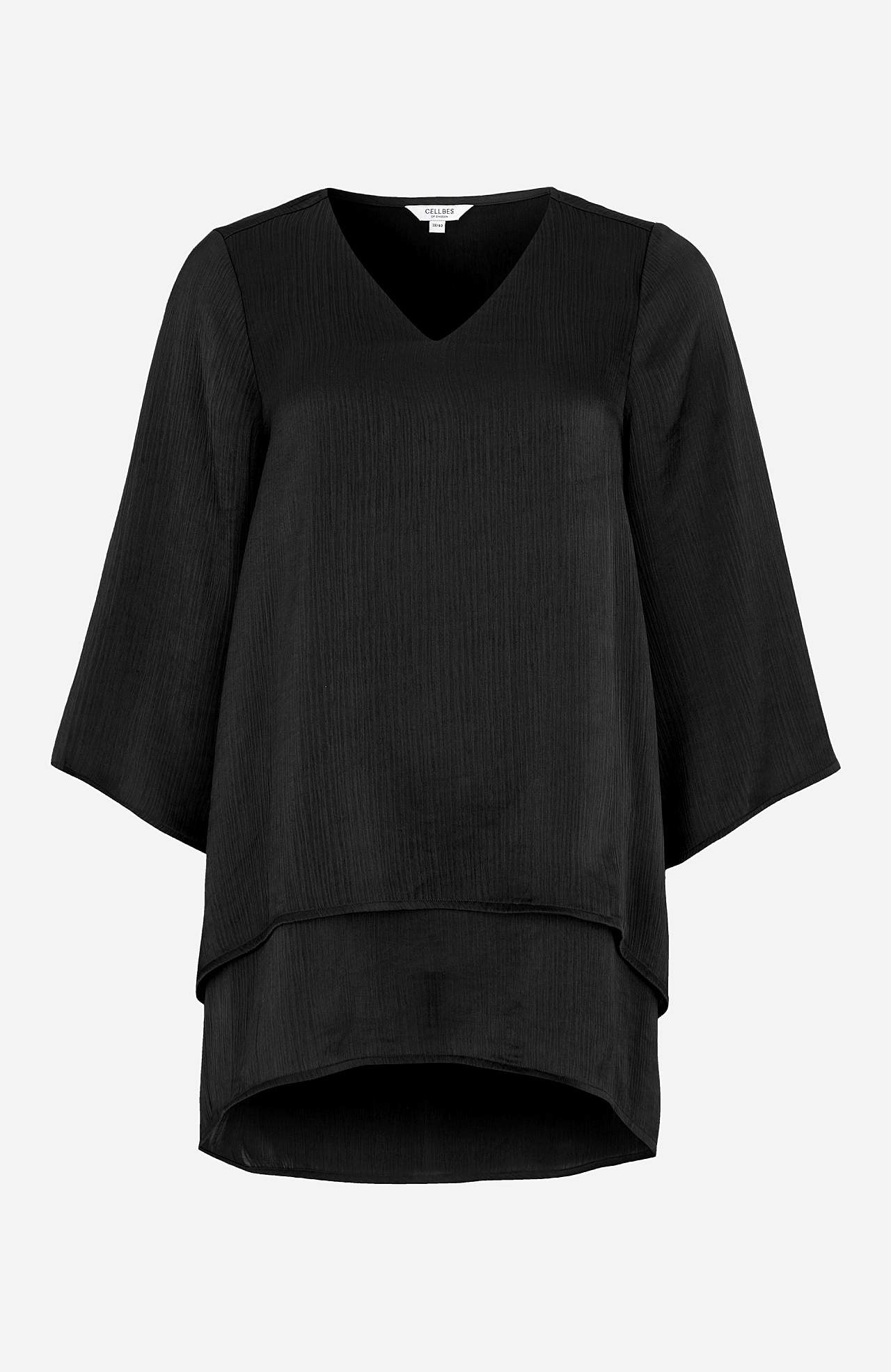 V-halset tunika med klokkeformet erme