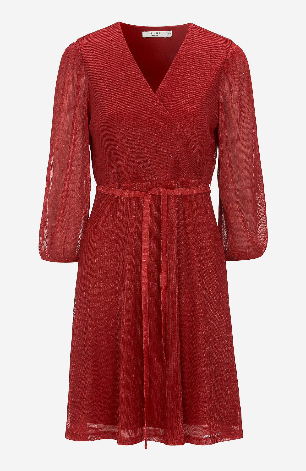 Glitrende festkjole med overlappdesign