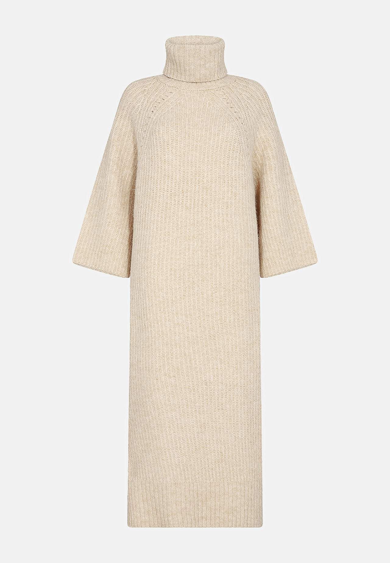 Ribbestrikket kjole med polokrage