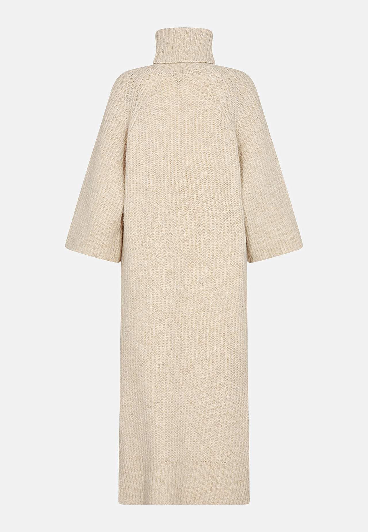 Ribbestrikket kjole med polokrage