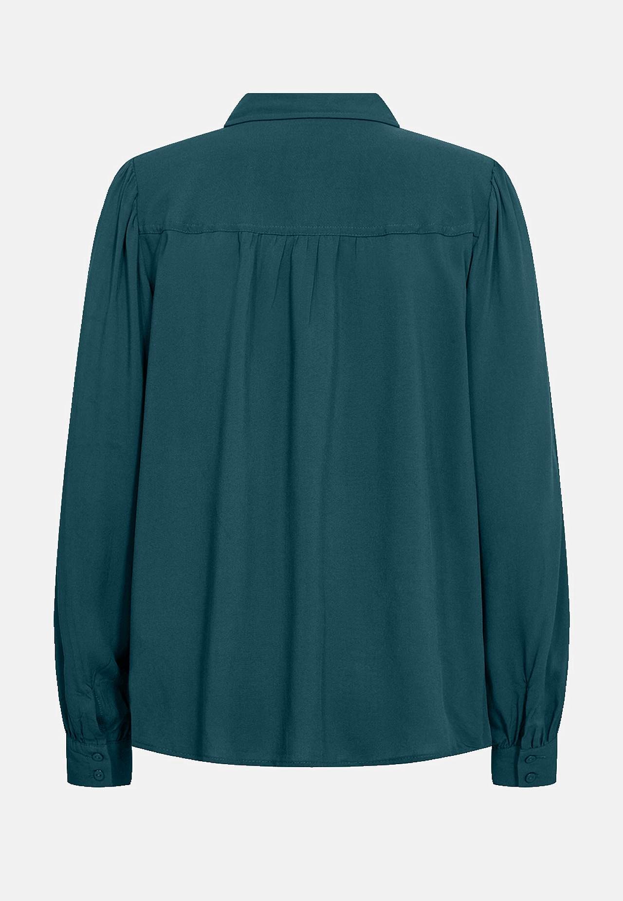 Ensfarget viskosebluse med krage