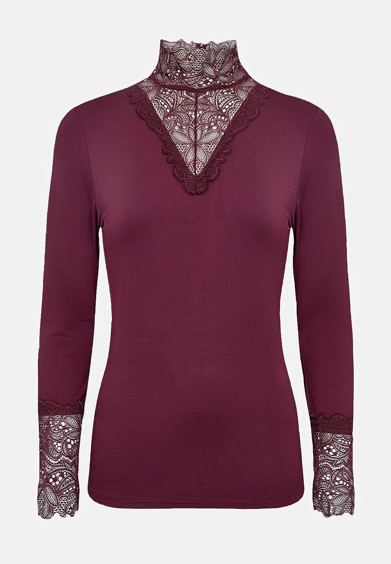 Jerseytopp med blondedetaljer