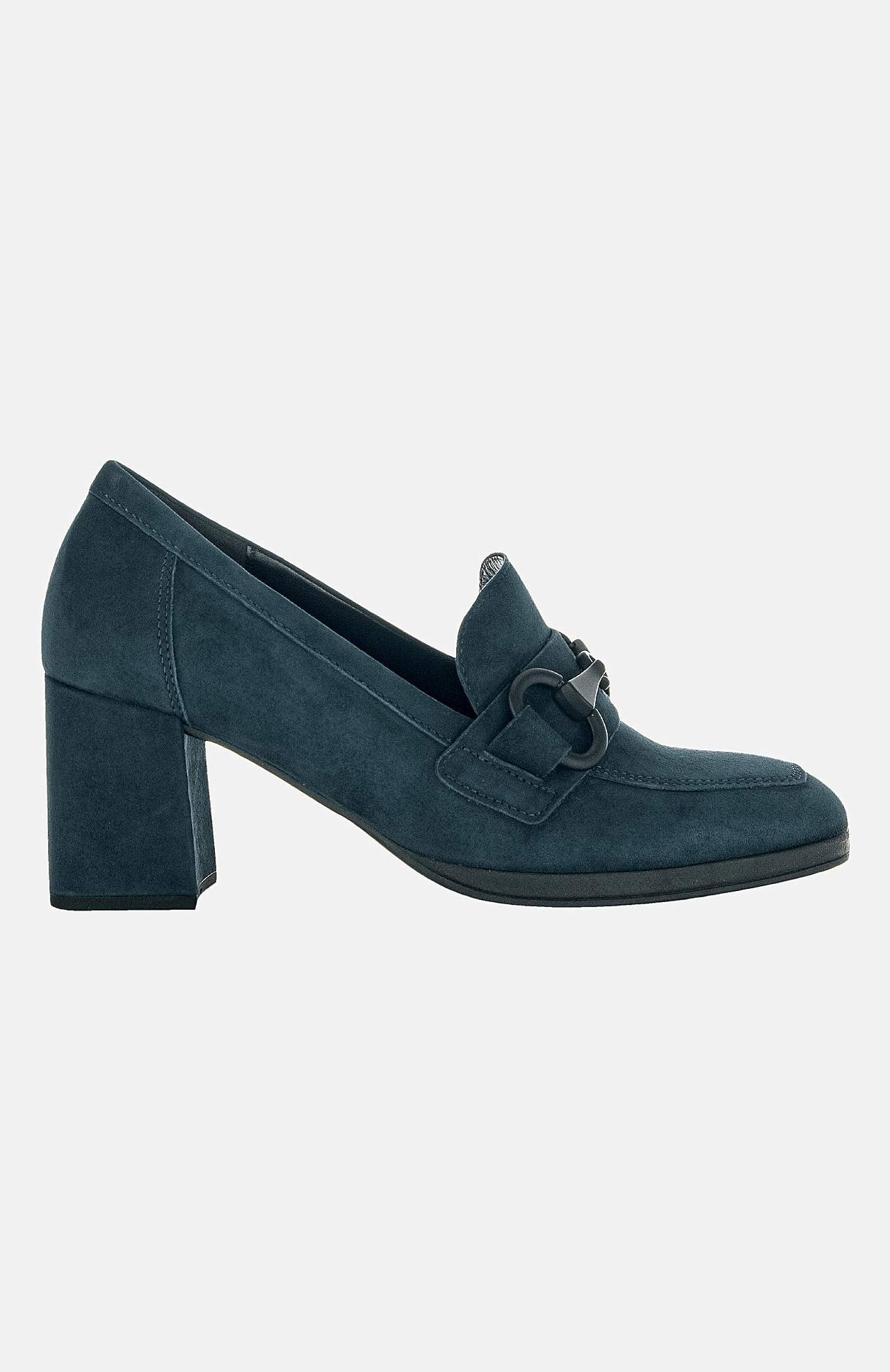 Loafer i semsket skinn med hæl