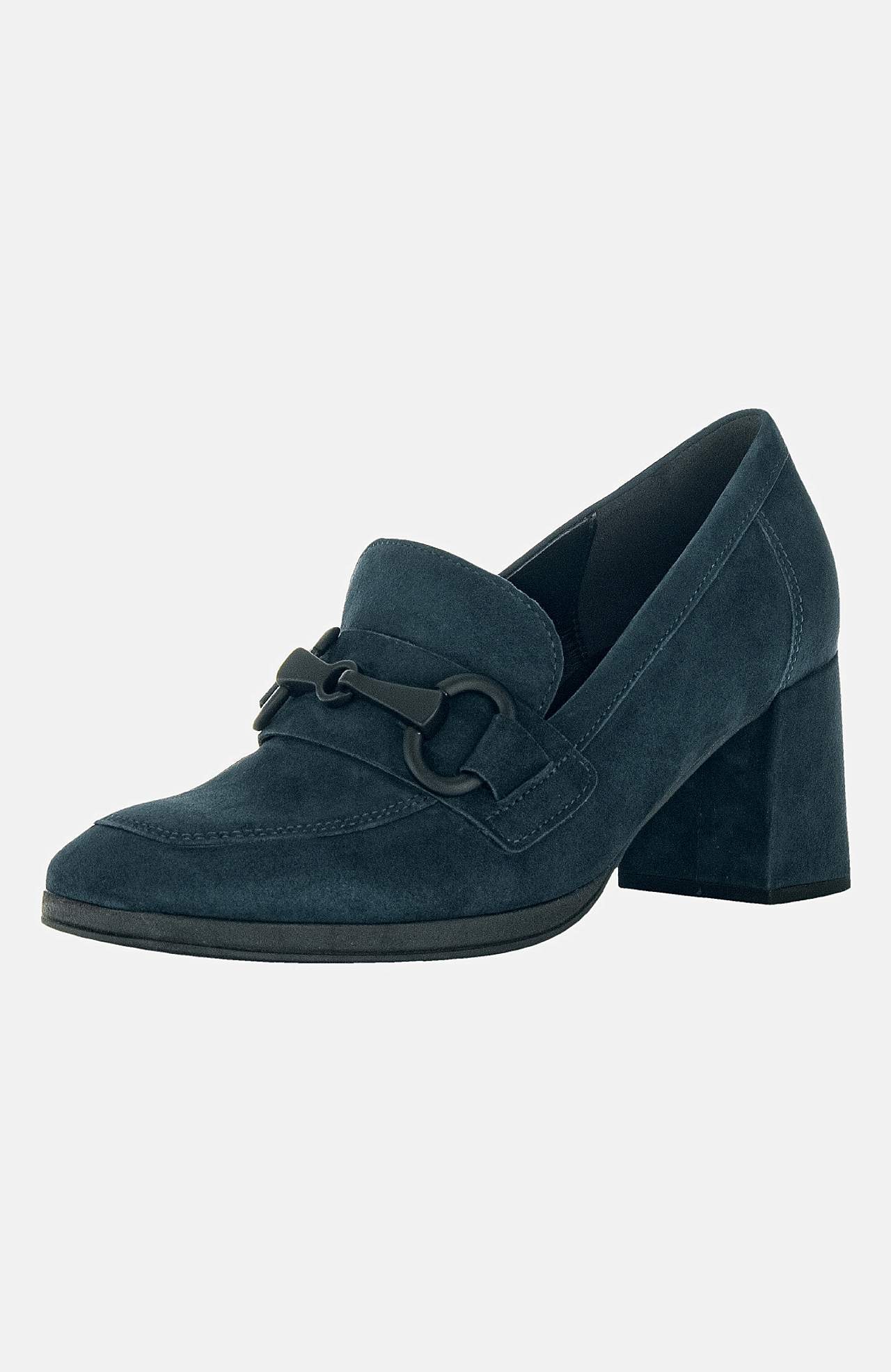 Loafer i semsket skinn med hæl