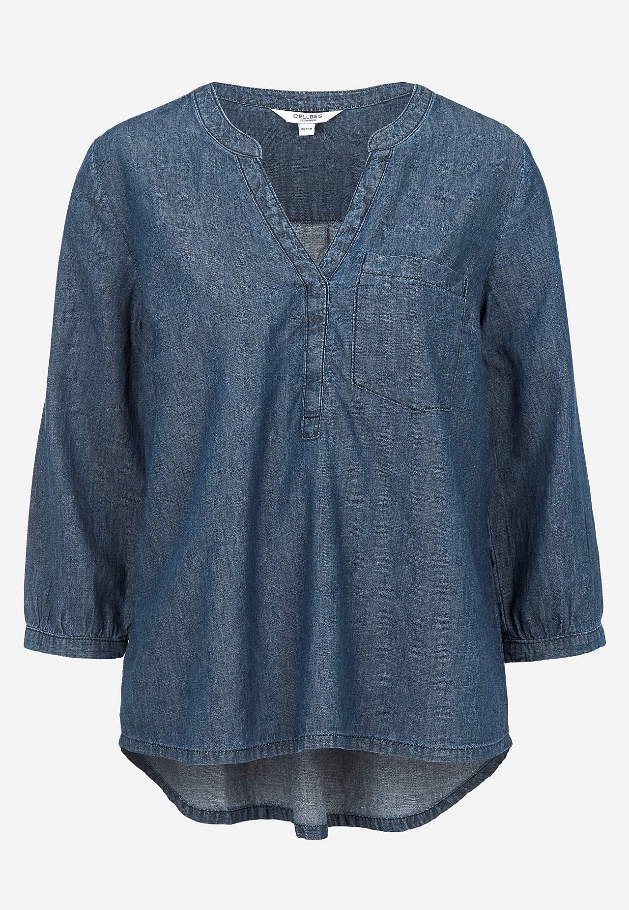 Denimbluse med brystlomme