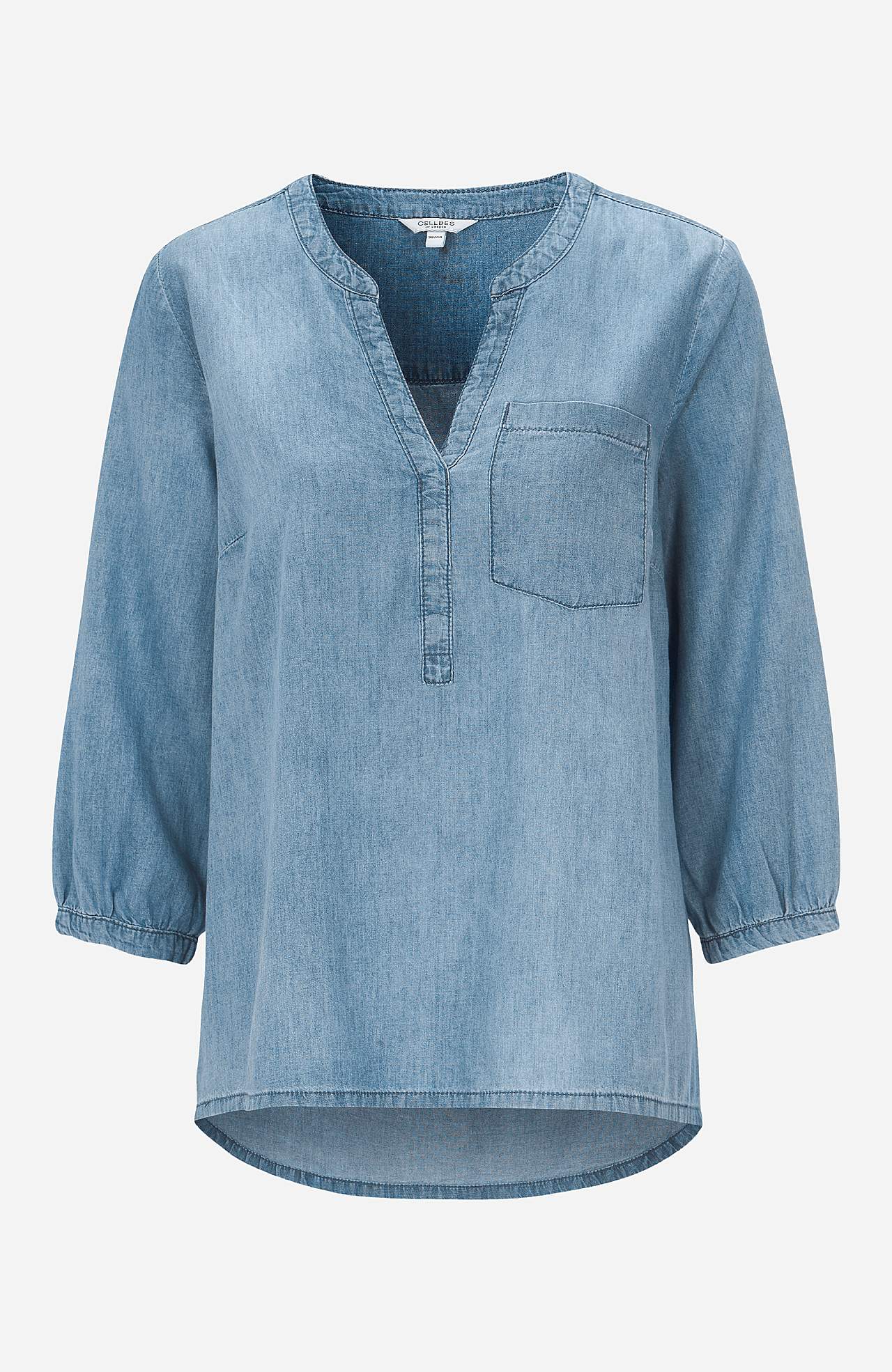 Denimbluse med brystlomme