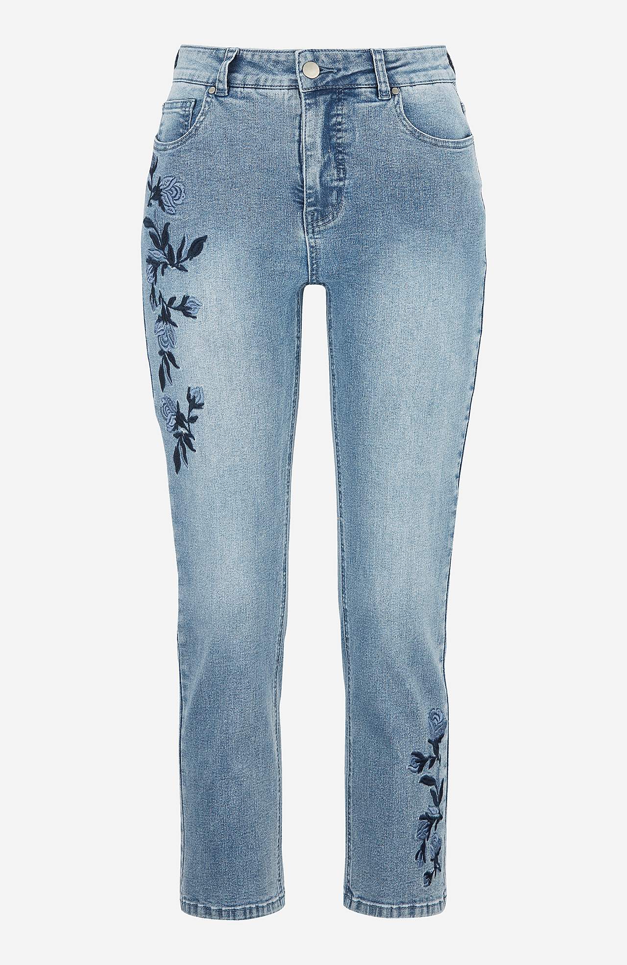 Ankeljeans med broderi Emmy