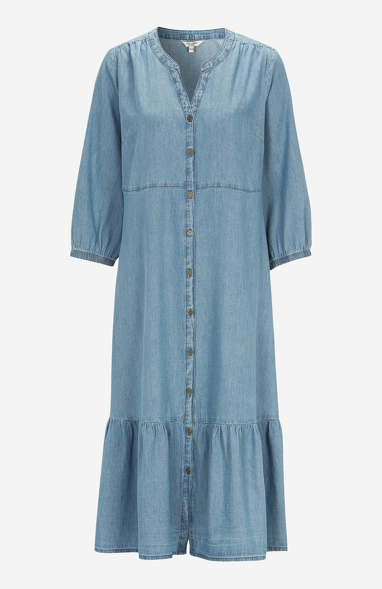 Denimkjole med volang