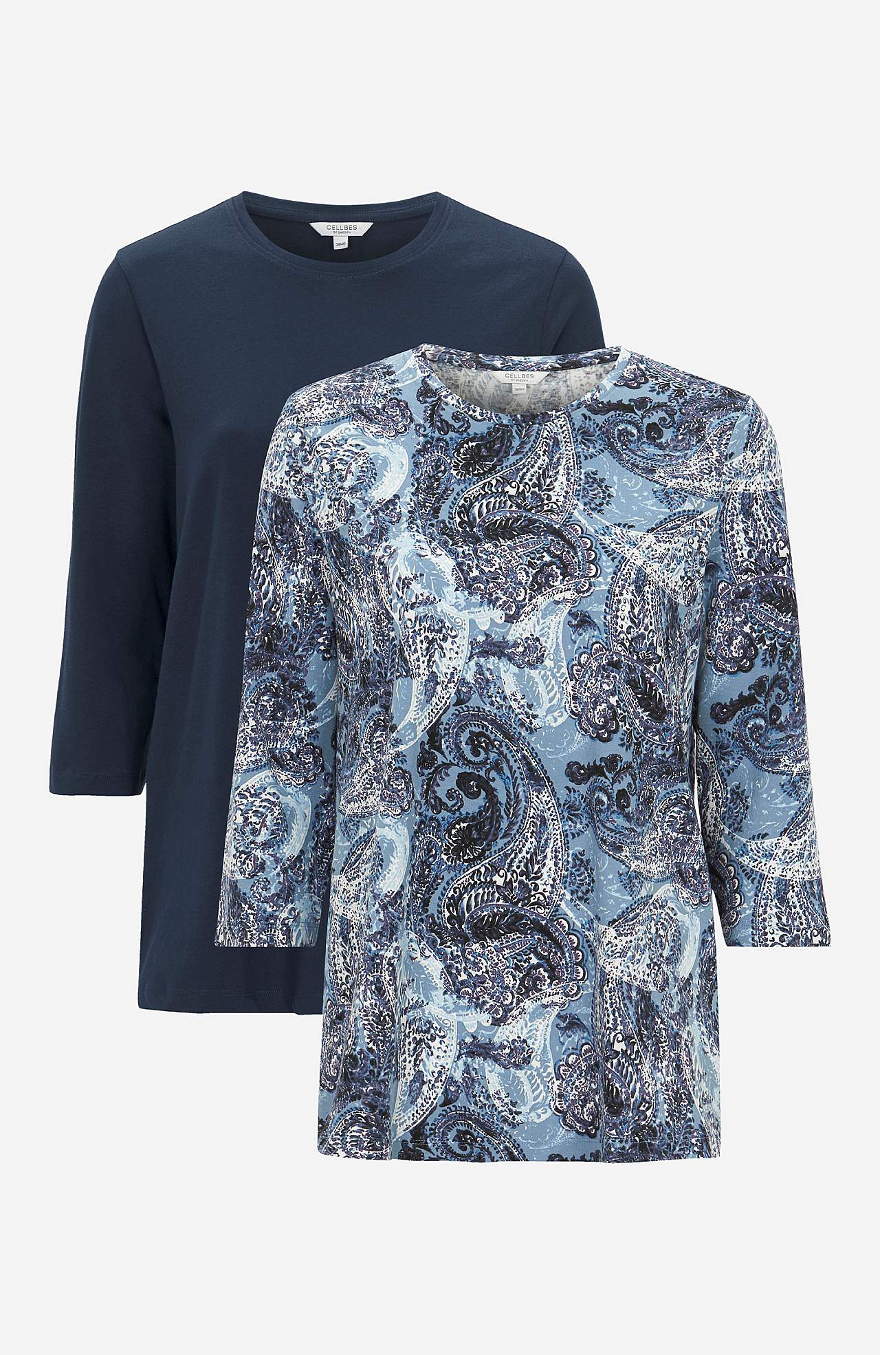 Jerseytopp med 3/4 ermer 2-pack