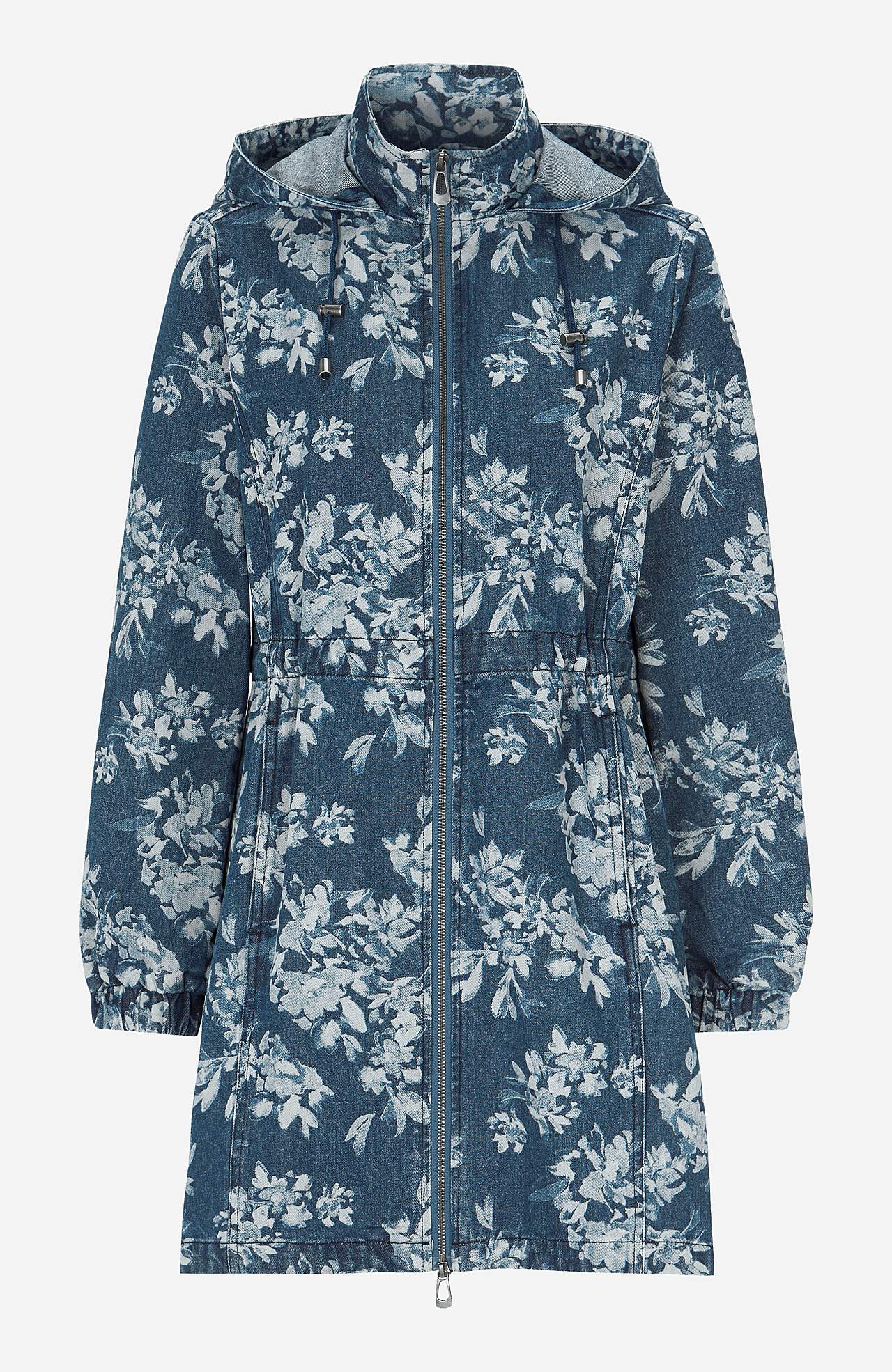 Mønstret parkas i denim