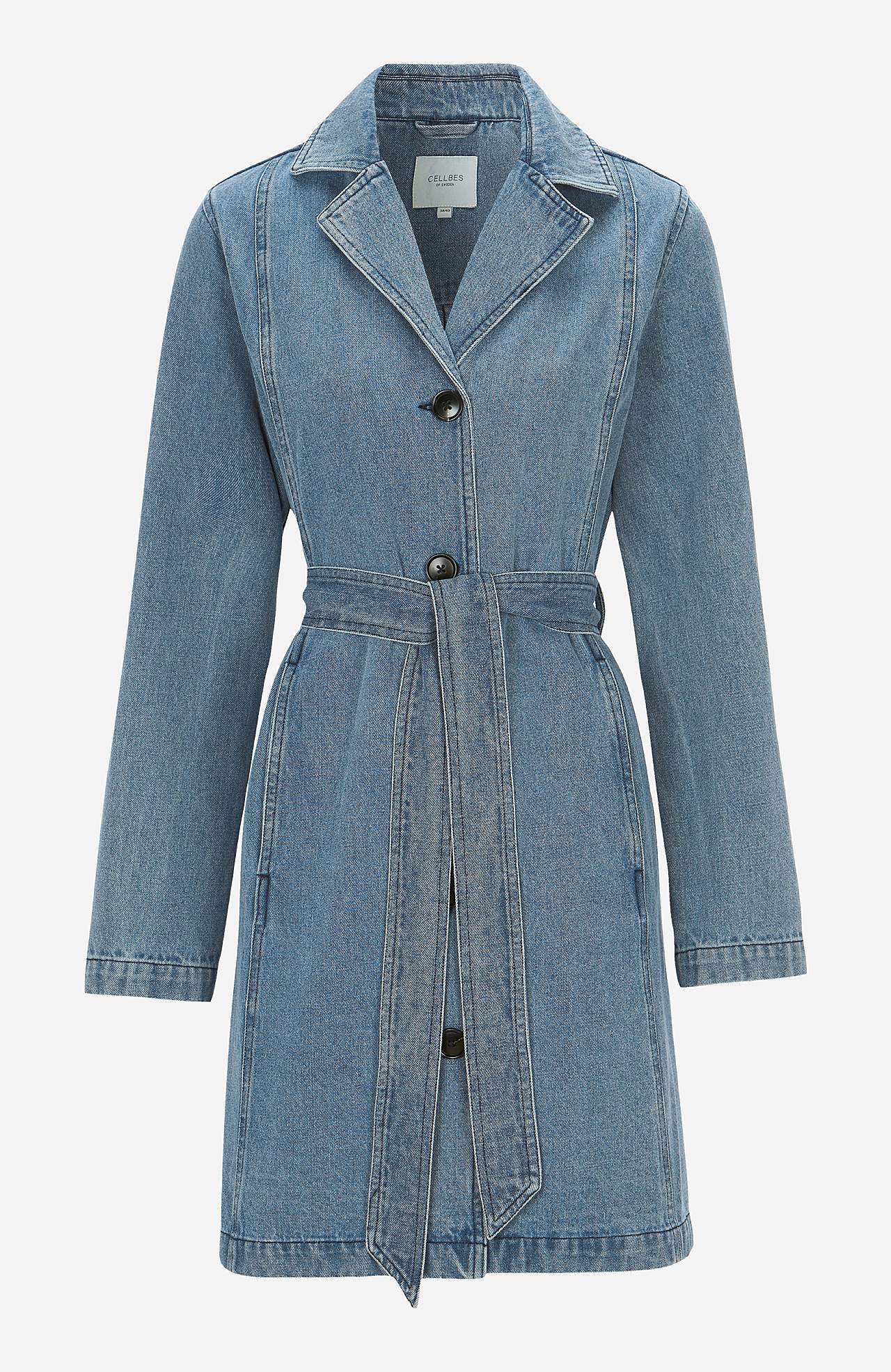 Kåpe i denim med knytebelte